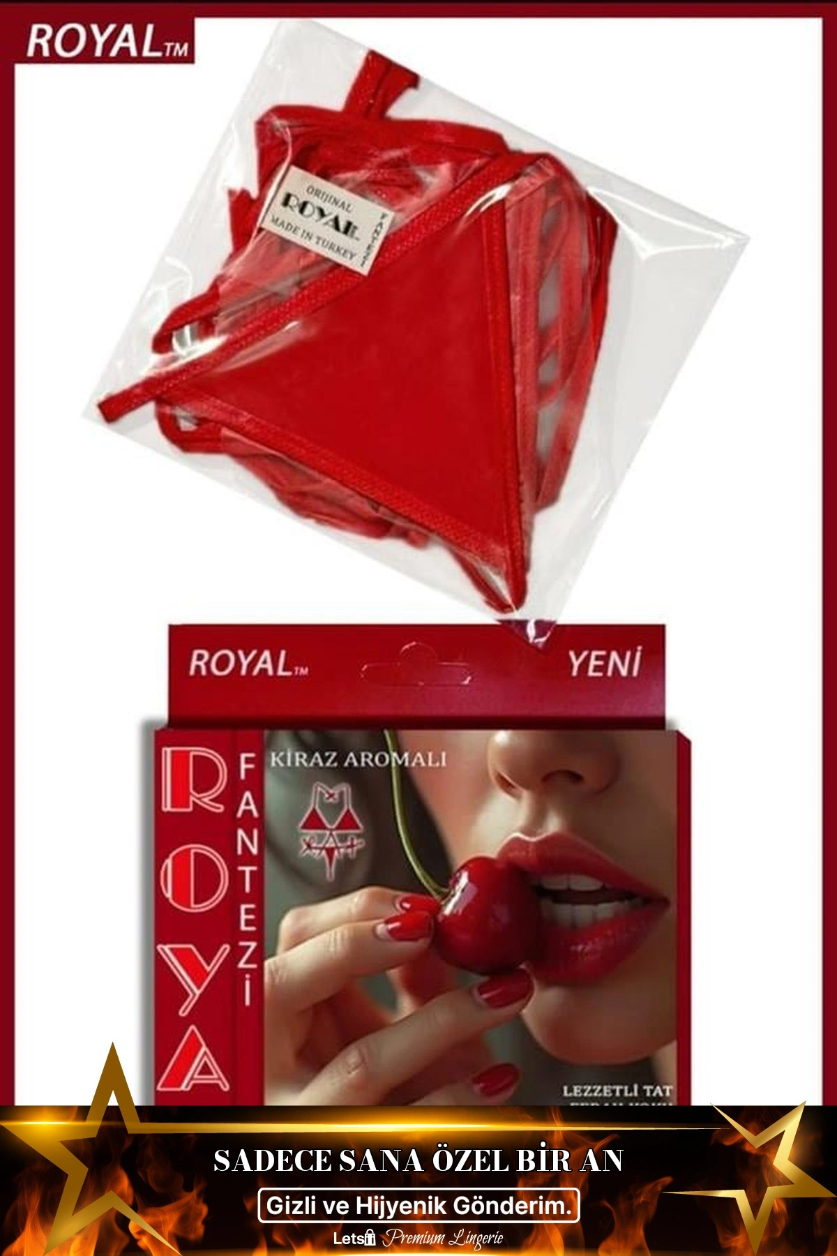 Yenilebilir Aromalı Fantezi İç Çamaşırı Takımı Kiraz Renk