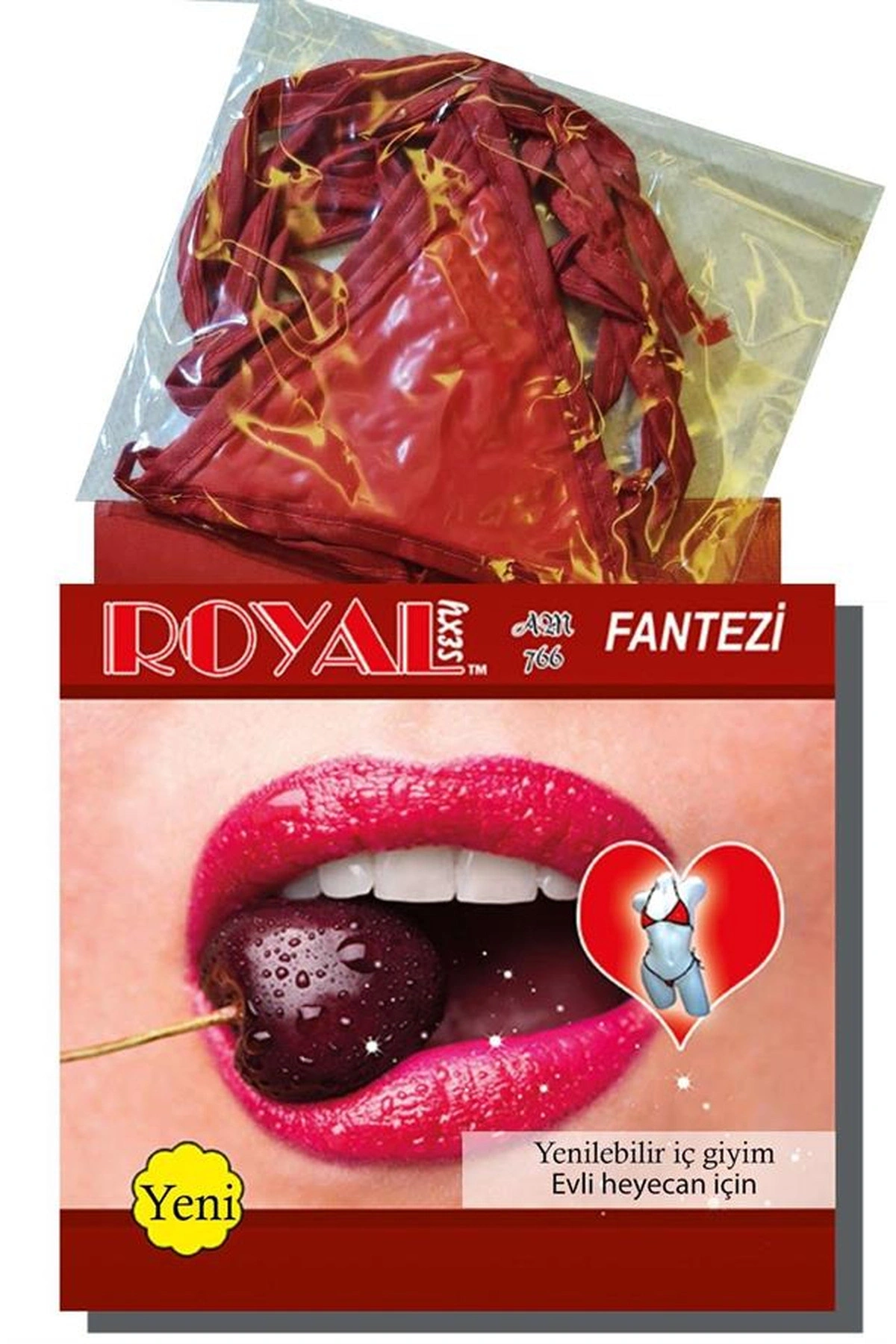 Yenilebilir Aromalı Fantezi İç Çamaşırı Takımı Kiraz Renk