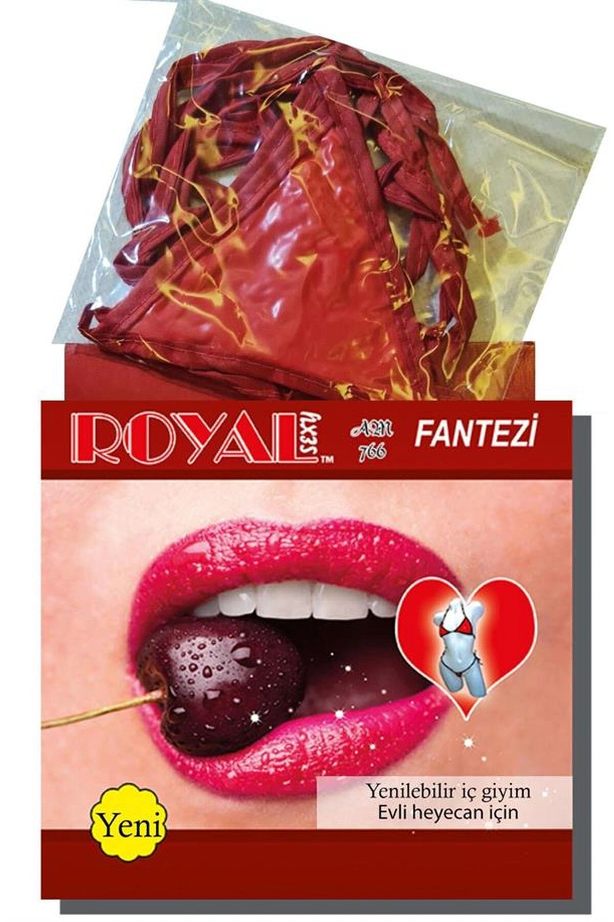 Yenilebilir Aromalı Fantezi İç Çamaşırı Takımı Kiraz Renk