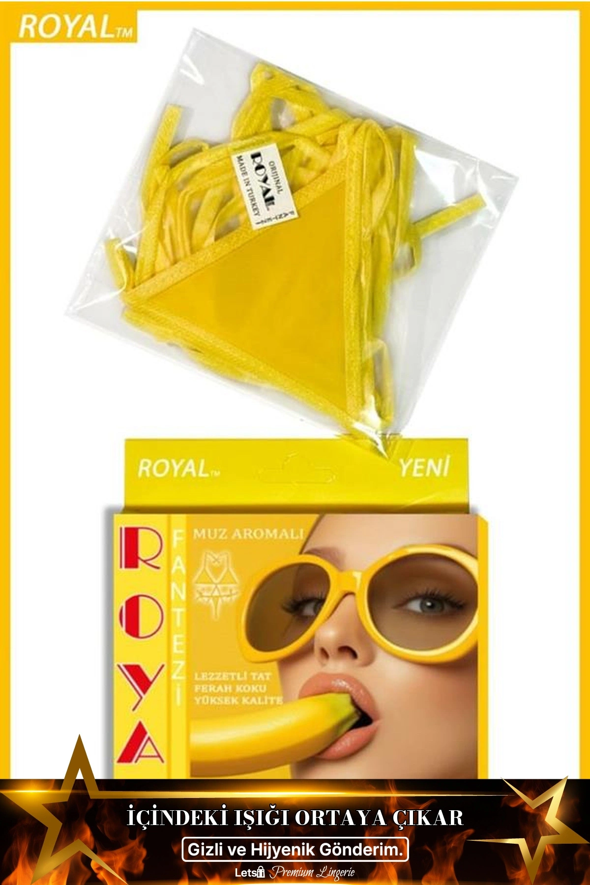 Yenilebilir Aromalı Fantezi İç Çamaşırı Takımı - Muz Aromalı