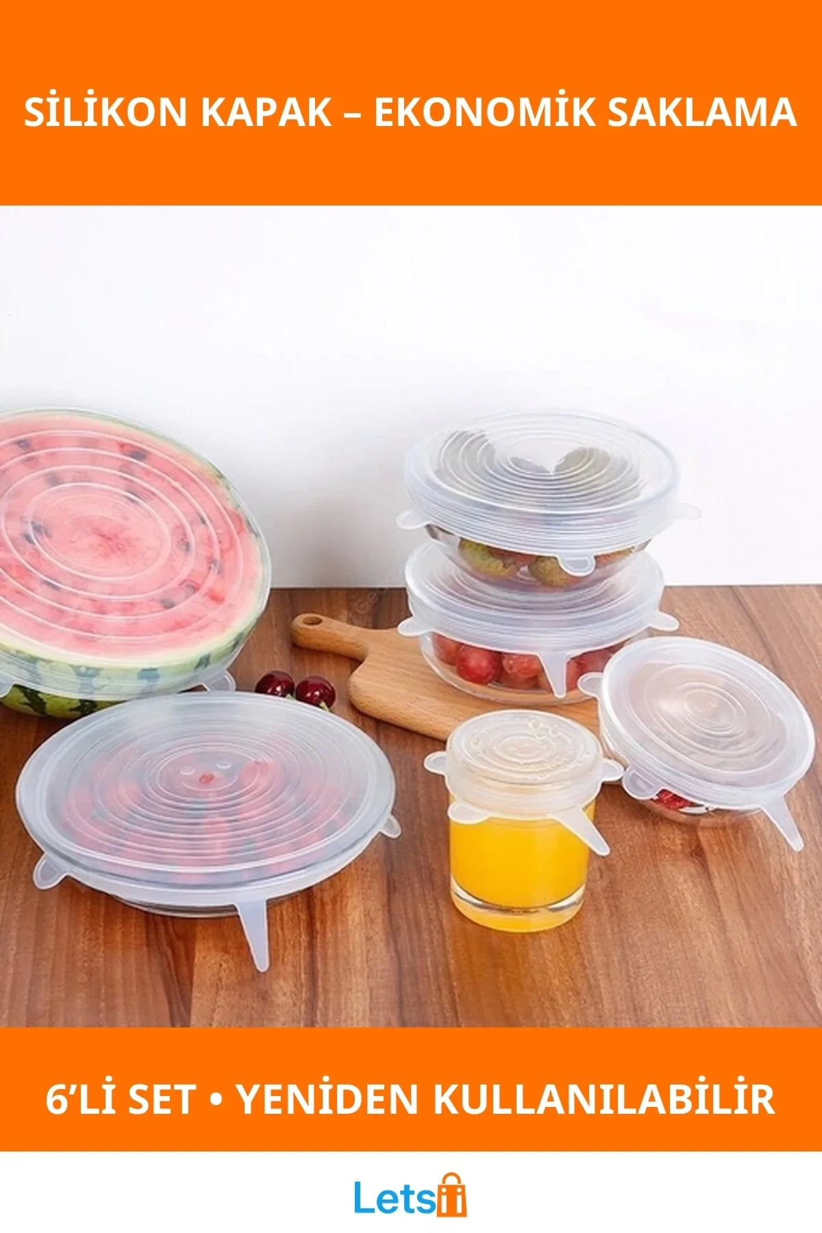 Yenilikçi Silikon Saklama Kapakları 6lı Taze Tutma Özelliği ile