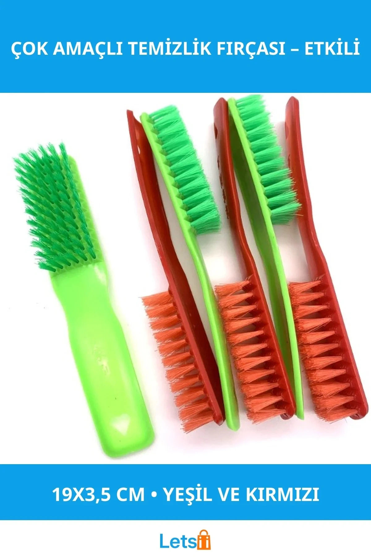 Yeşil Kırmızı Ergonomik Çok Amaçlı Temizlik Fırçası 19x3.5cm
