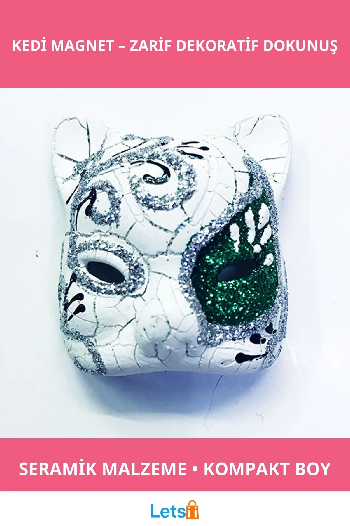 Yeşil Seramik Venedik Kedi Magnet