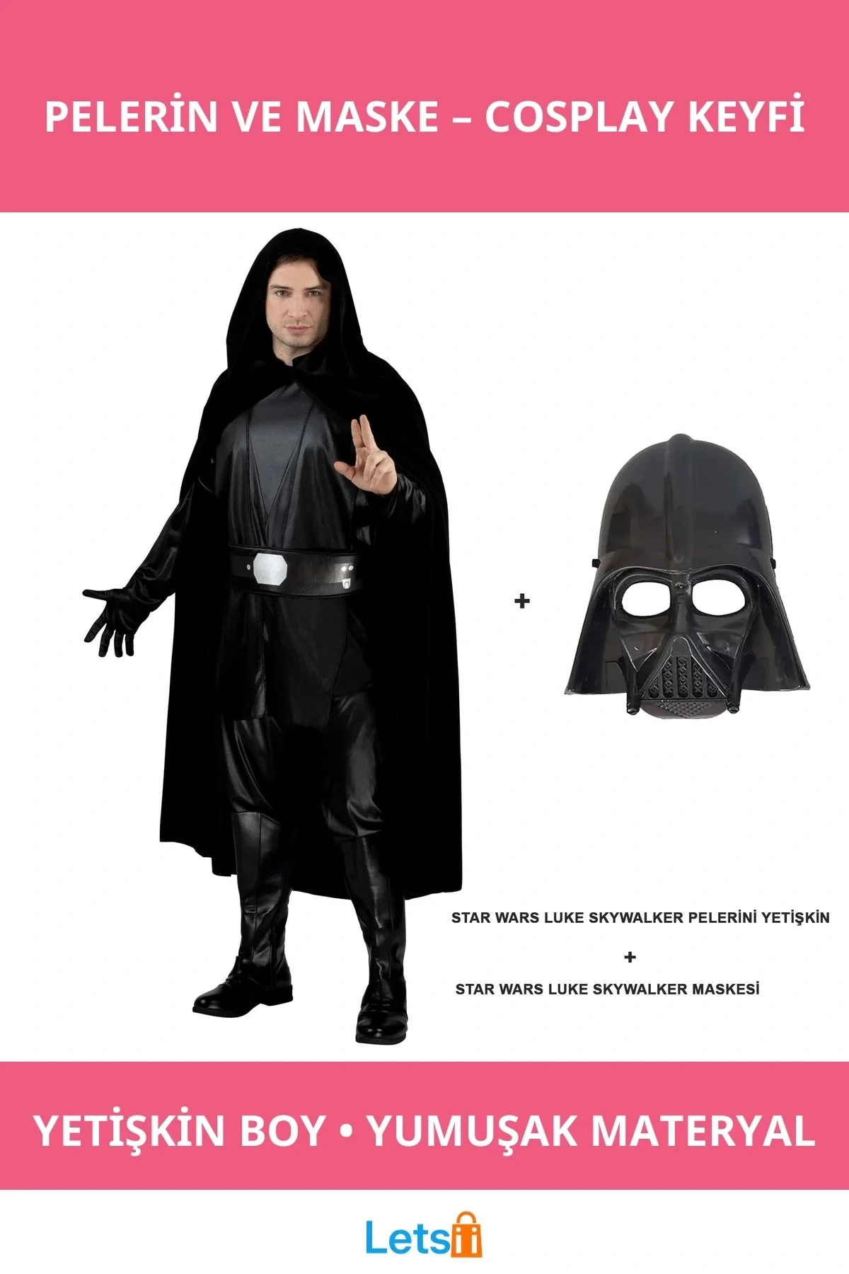 Yetişkin Luke Skywalker Pelerin ve Maske Kostümü