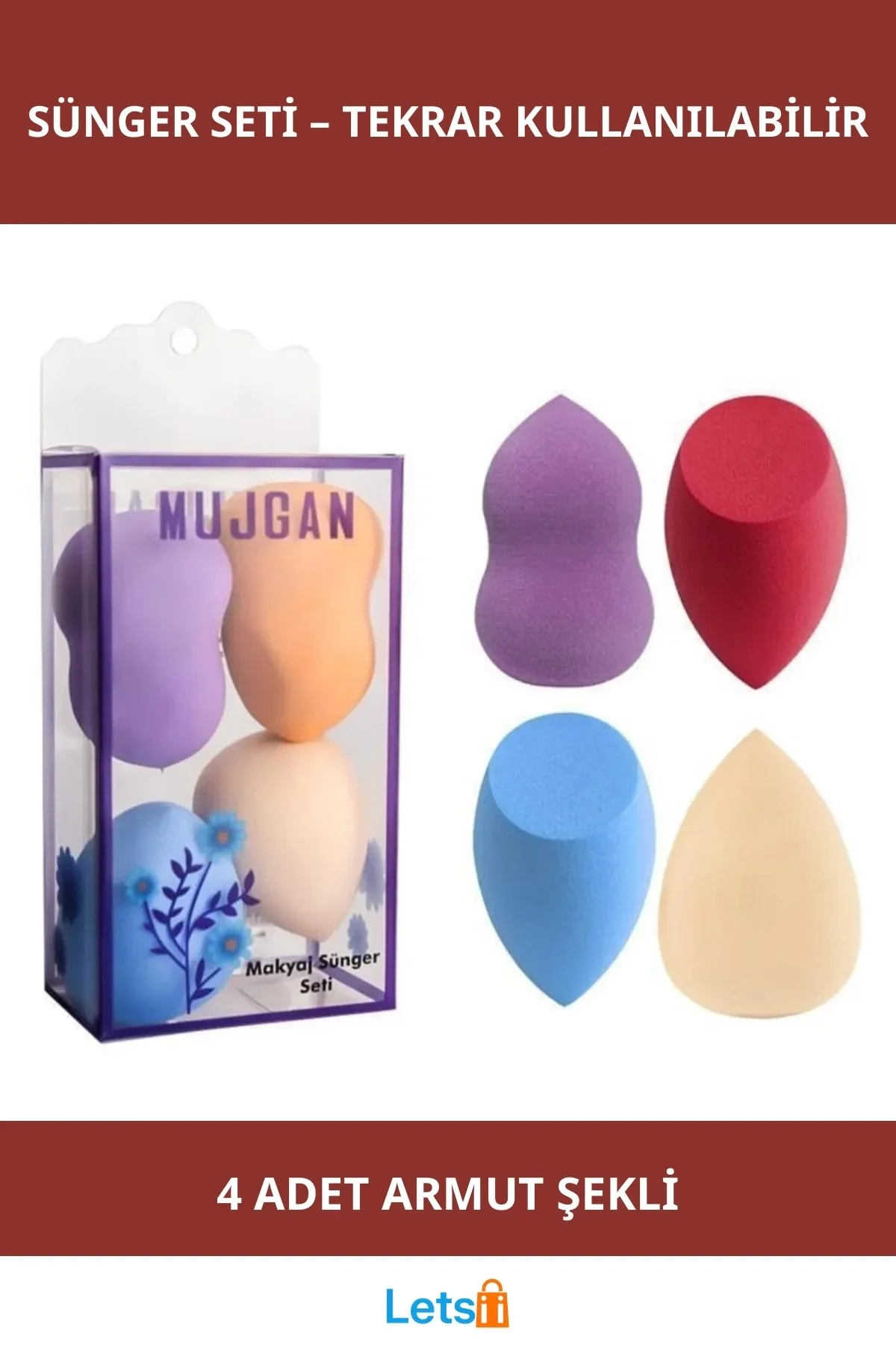 Yıkanabilir Çok Amaçlı Armut Sünger Seti 4 Adet