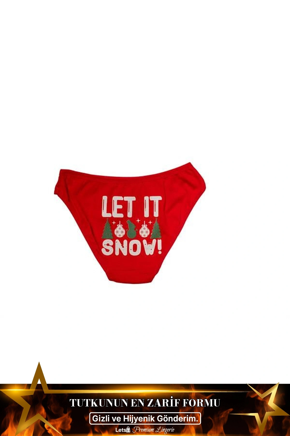 Yılbaşı Desenli Let It Snow Pamuklu Külot Kırmızı Renk