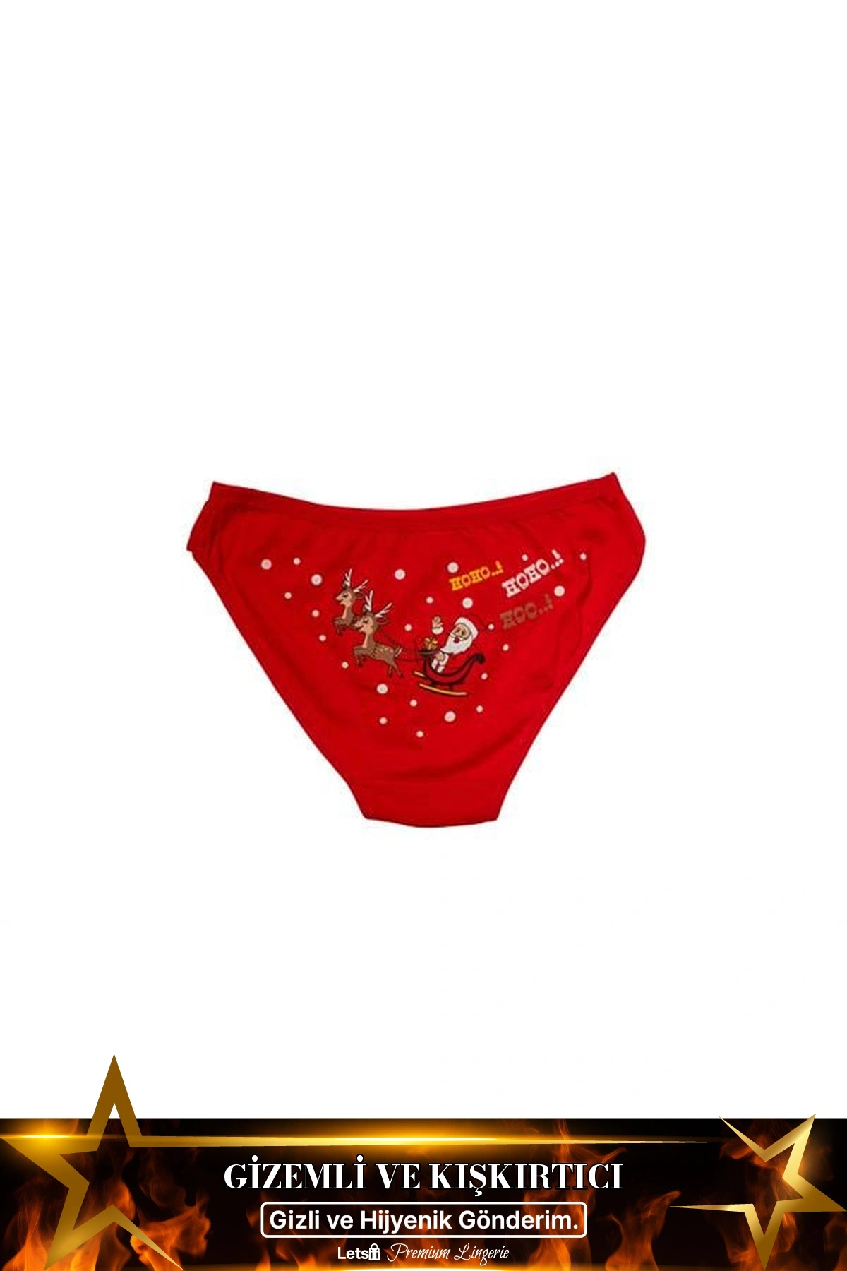 Yılbaşı Desenli Pamuklu Külot Kırmızı Renk