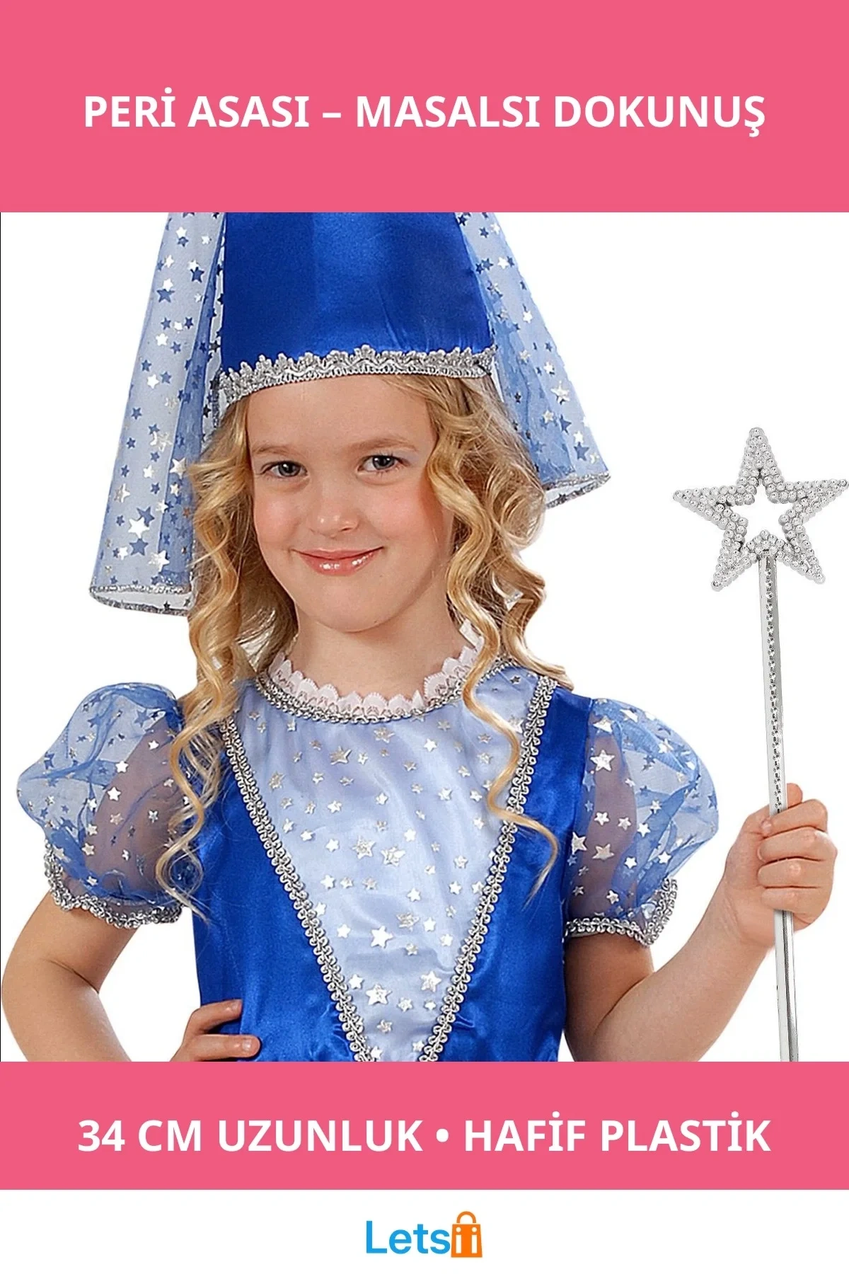 Yıldız Şekilli Parlak Peri Asası 34 cm Çocuk ve Yetişkinler İçin