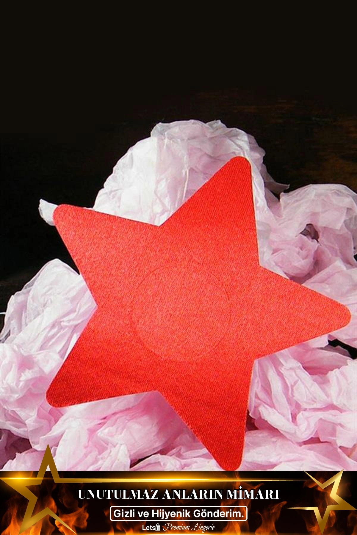 Yıldız Şeklinde Fantezi Göğüs Ucu Kapatıcı Kırmızı Renk