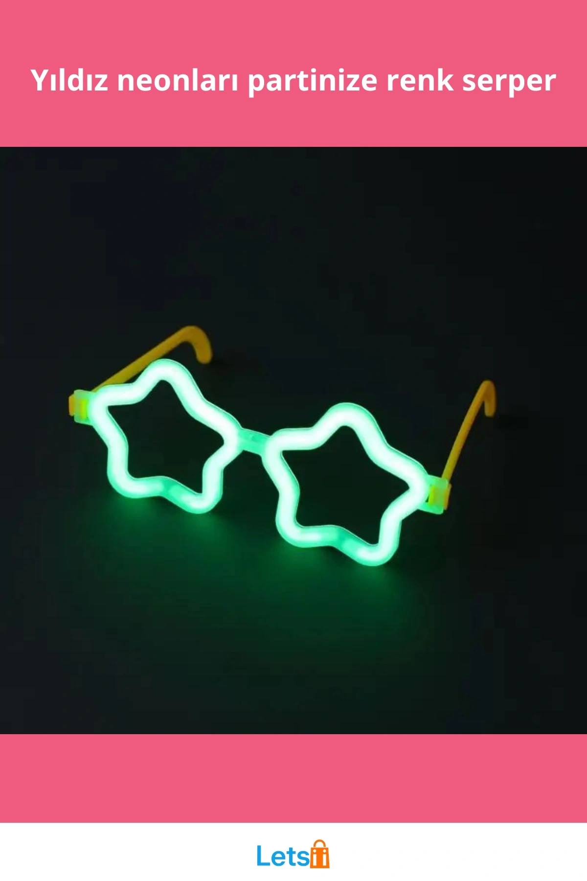 Yıldız Tasarımlı Neon Renkli Glow Gözlük 12 Adet