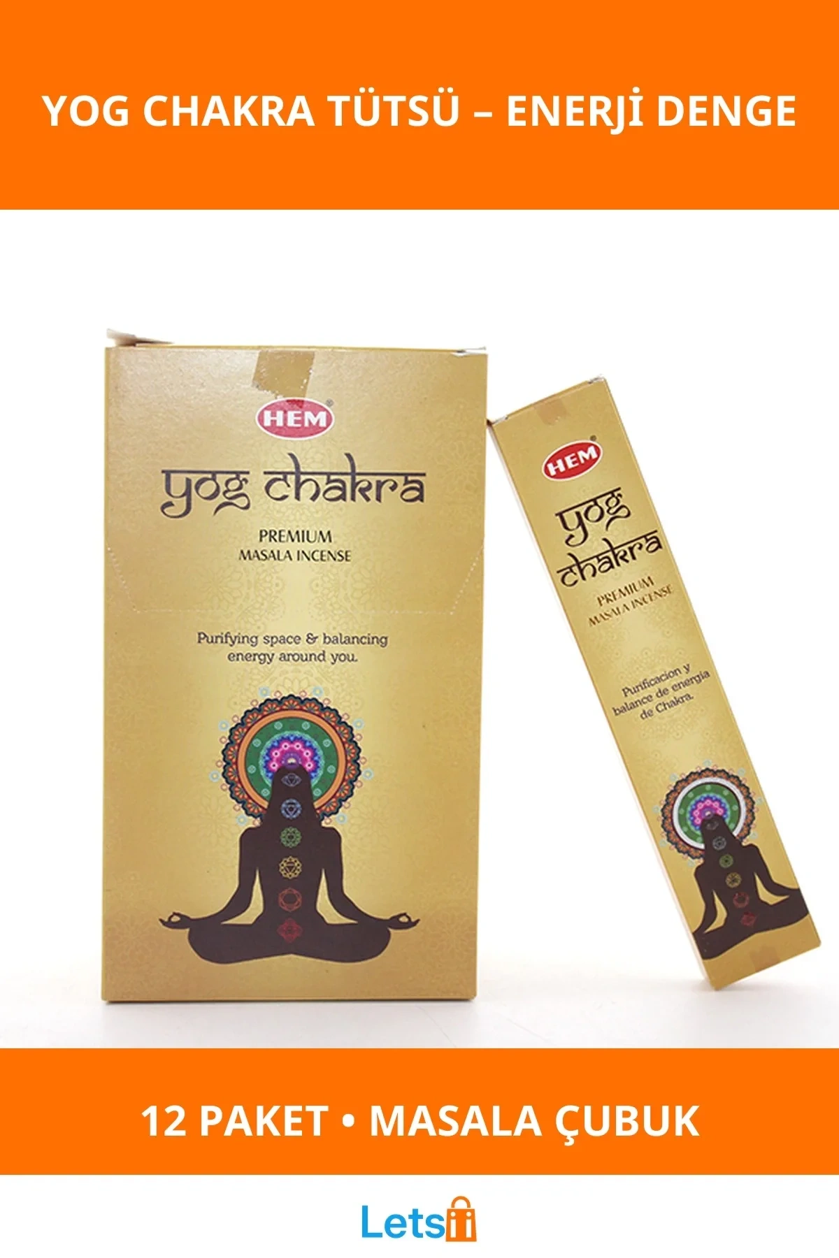 Yog Chakra Masala Aromalı İlham Verici Çubuk Tütsü 12 Paket