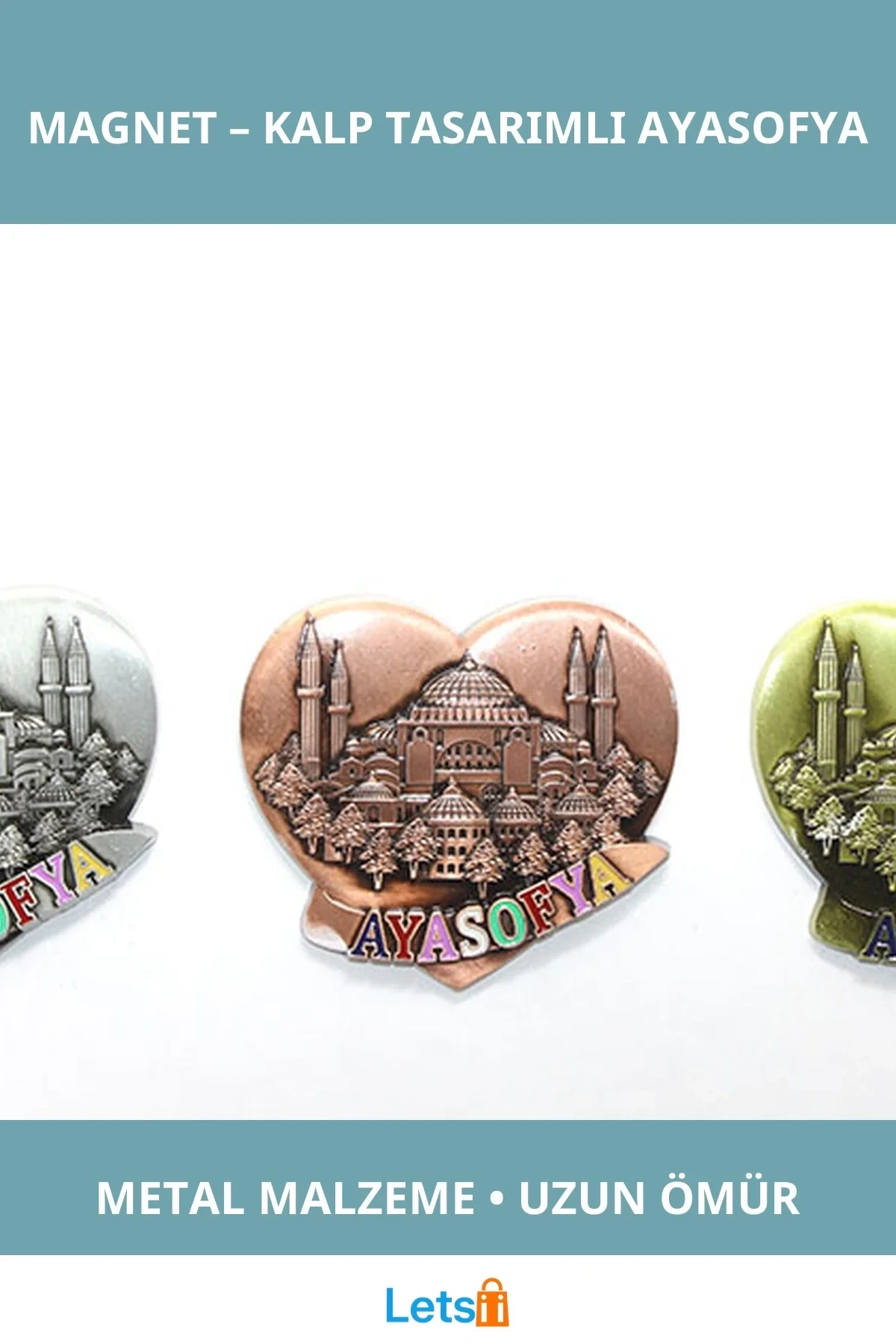 Yöresel Ayasofya Kalp Tasarımlı Metal Magnet