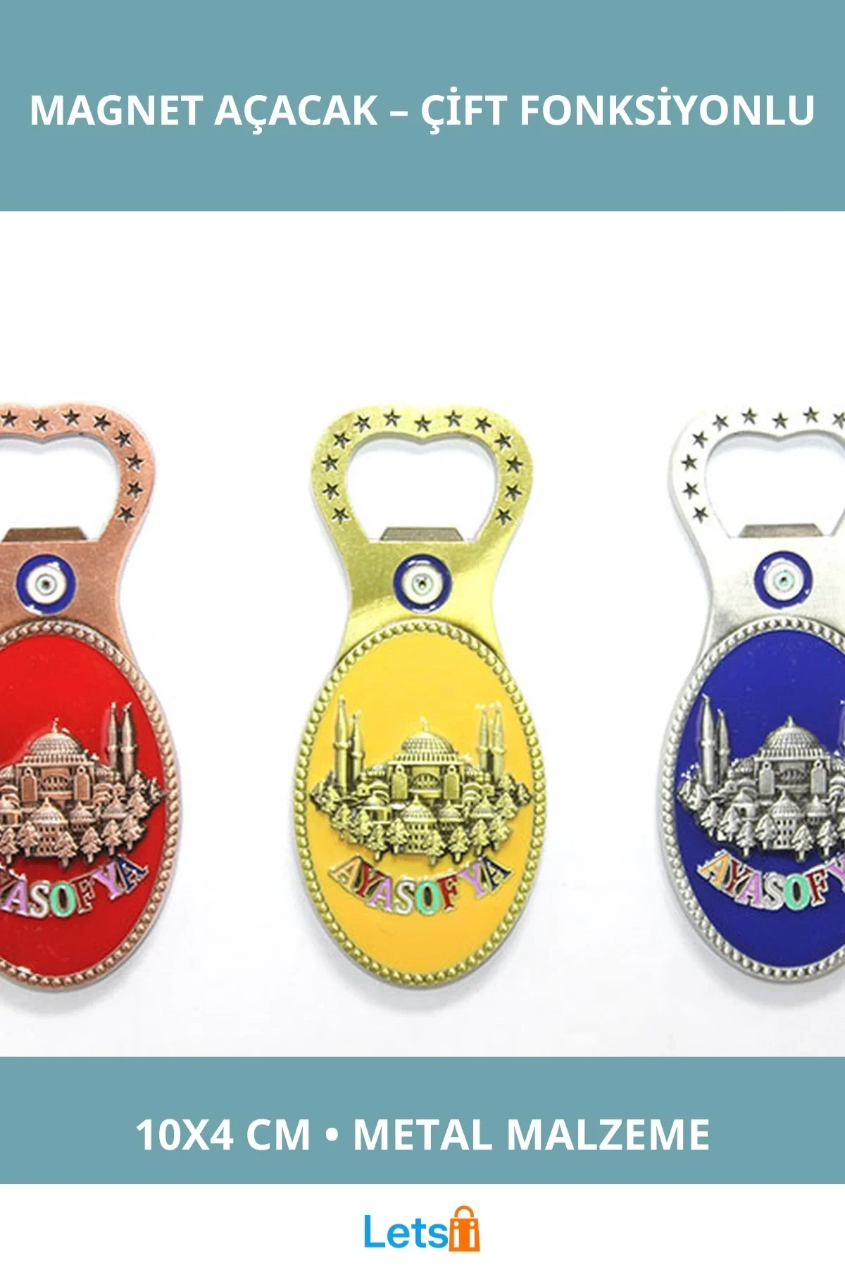 Yöresel Ayasofya Magnet ve Açacak 10x4 cm Şık Metal Aksesuar