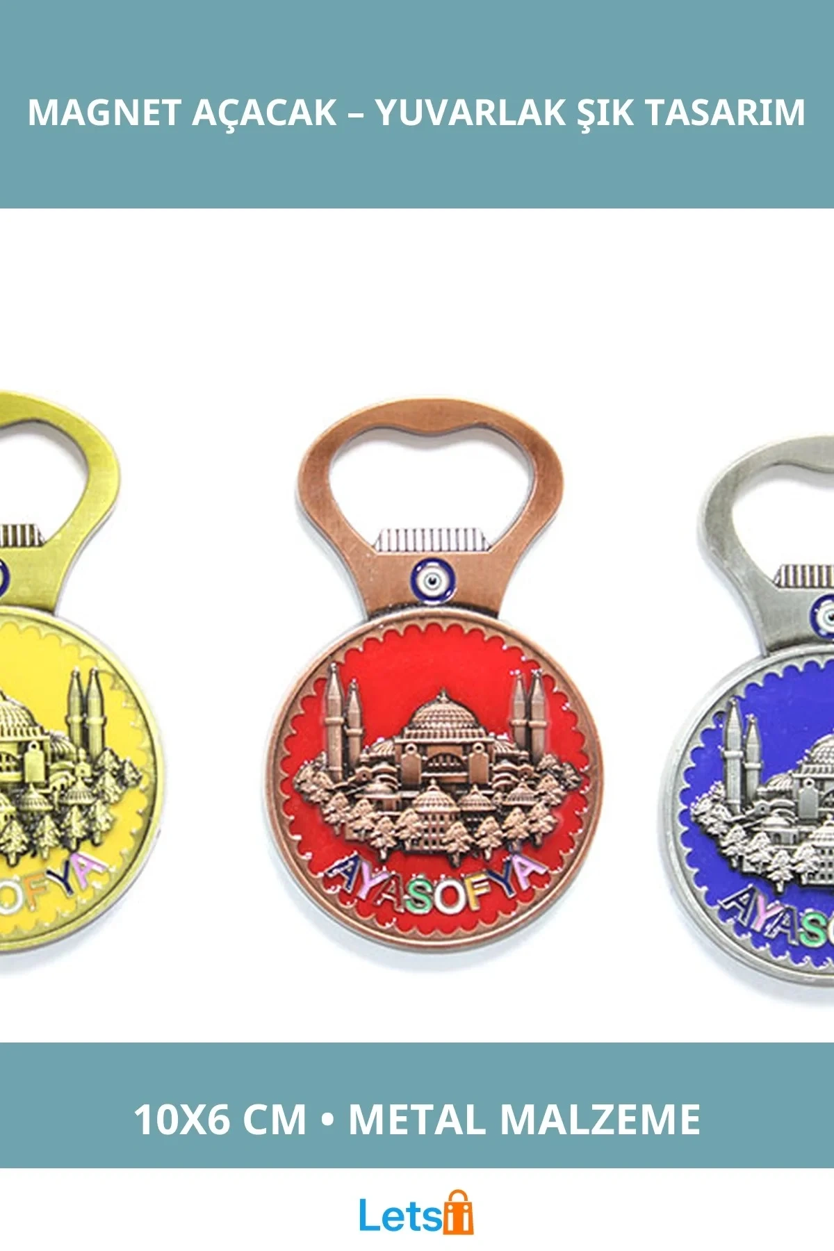 Yöresel Ayasofya Magnet ve Açacak Yuvarlak Tasarım 10x6 cm