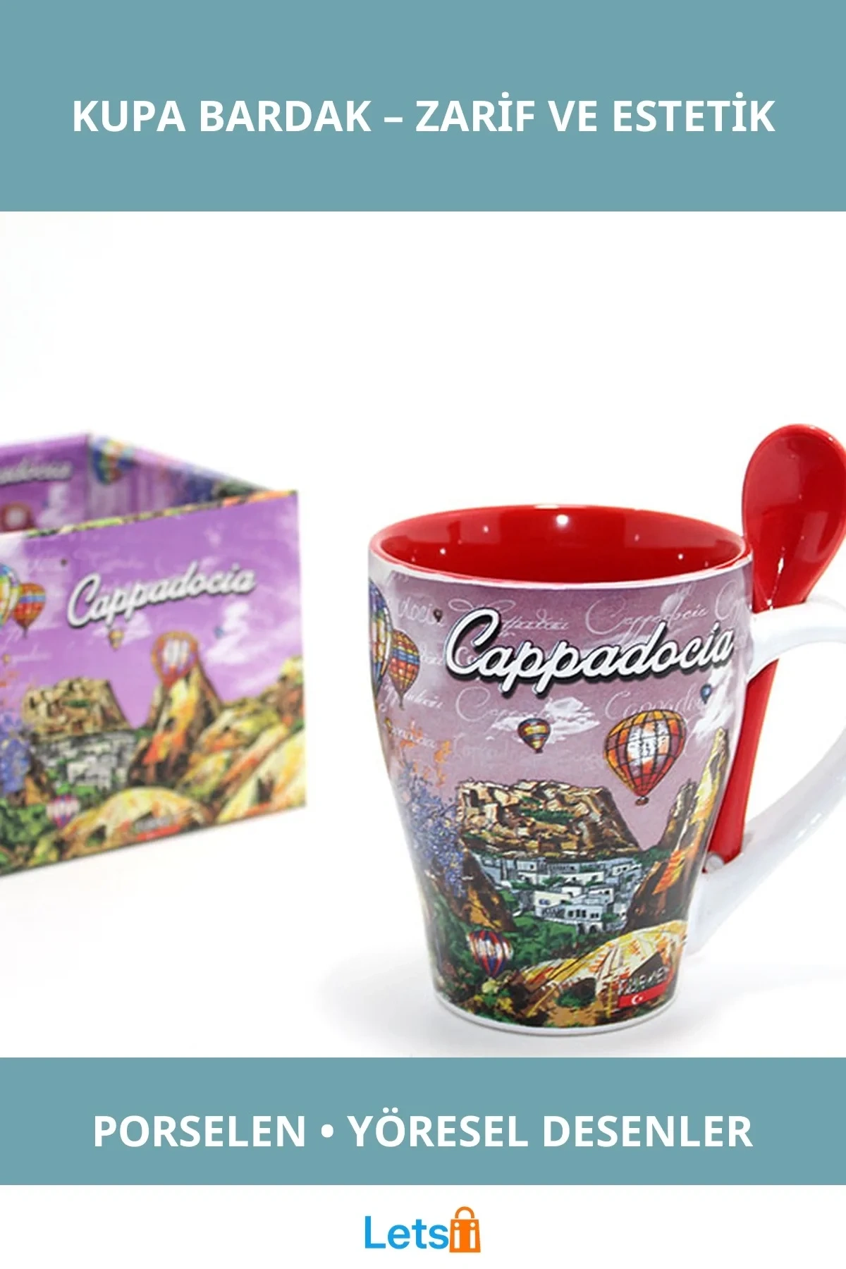 Yöresel Desenli Şık Porselen Kupa Bardak Tekli