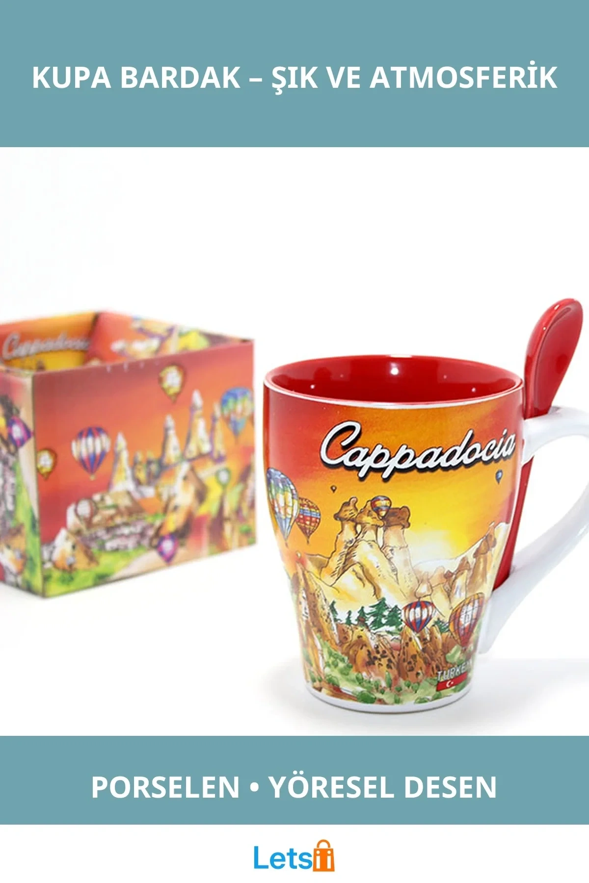 Yöresel Motifli Şık Porselen Tekli Kupa Bardak