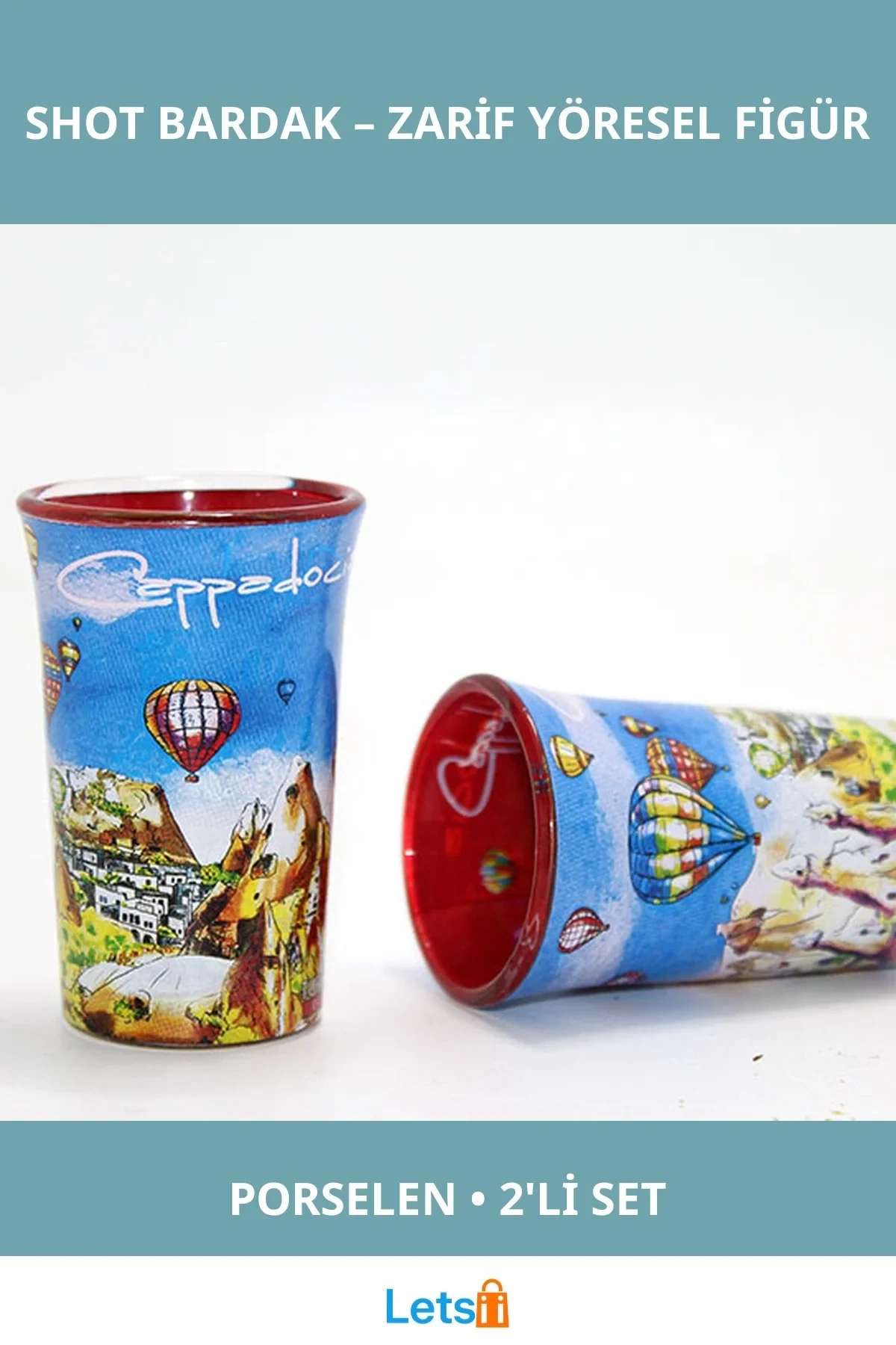 Yöresel Porselen 2li Shot Bardak Seti