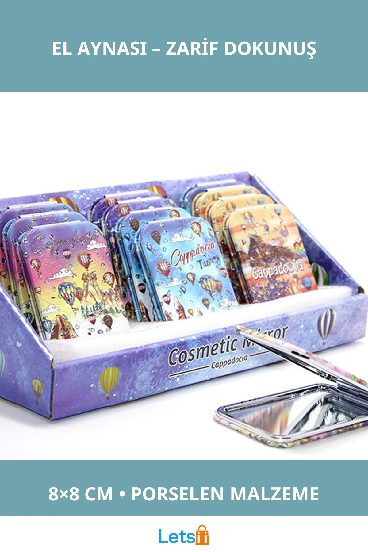 Yöresel Porselen El Aynası Dikdörtgen 8x8cm