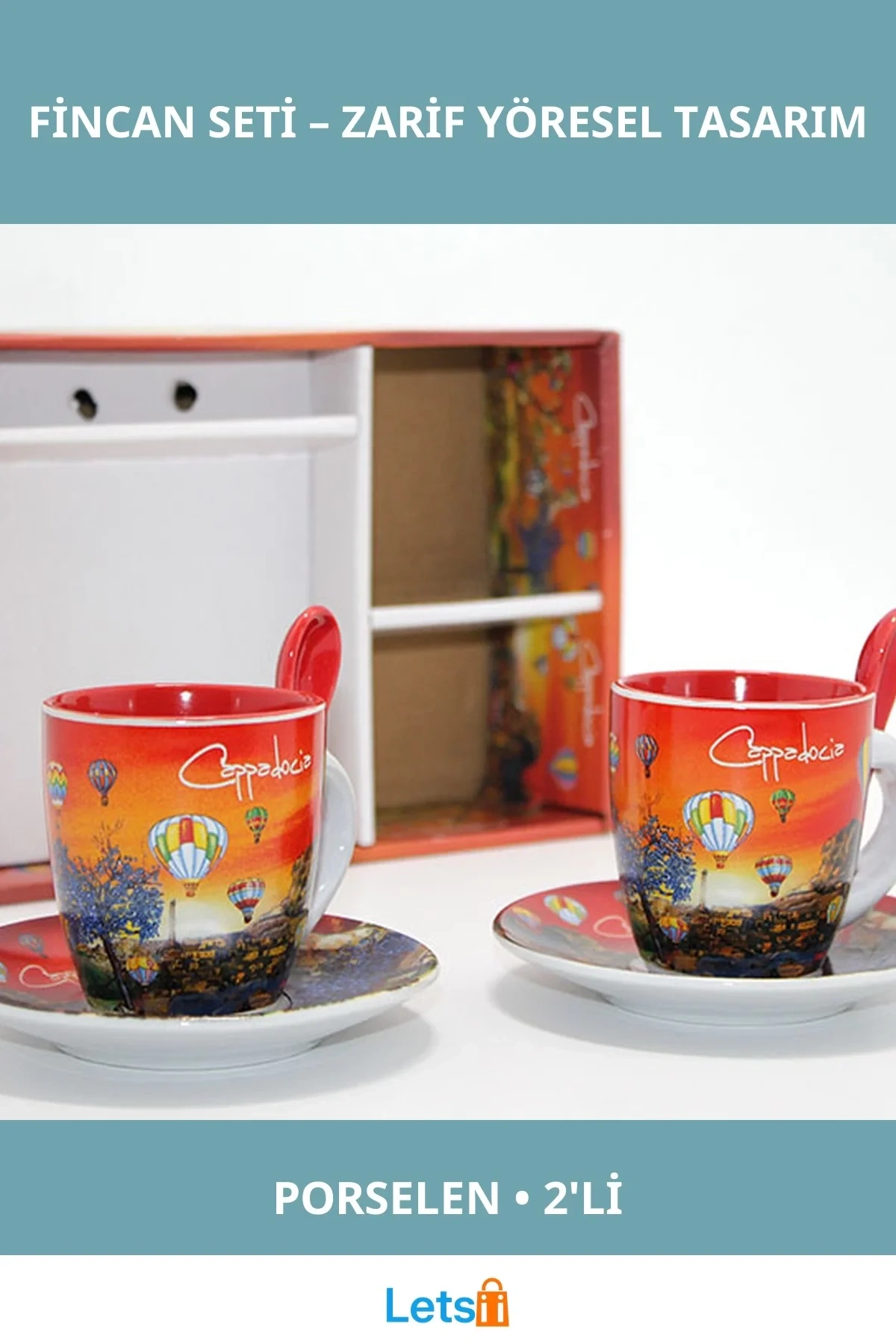 Yöresel Porselen İkili Fincan Seti 2 Adet