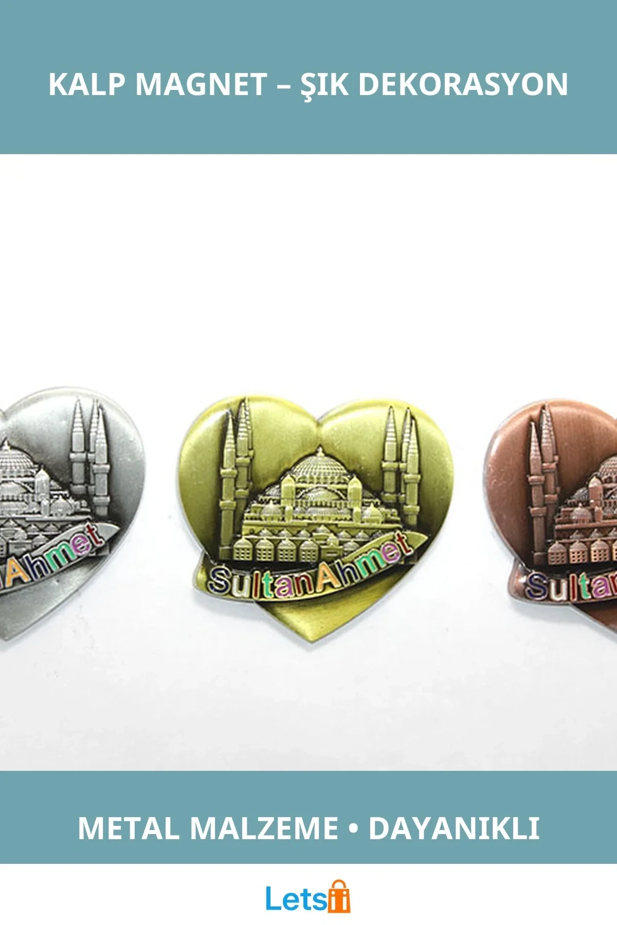 Yöresel Sultanahmet Kalp Tasarımlı Metal Magnet