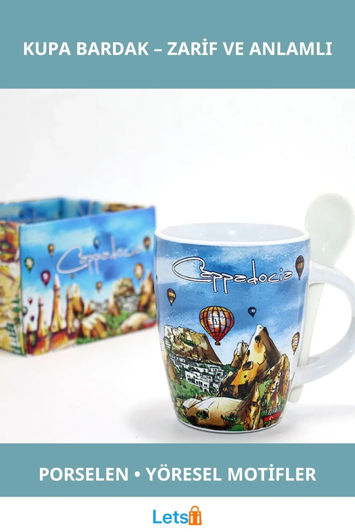 Yöresel Tasarım Porselen Kupa Bardak Zarif 1 Adet