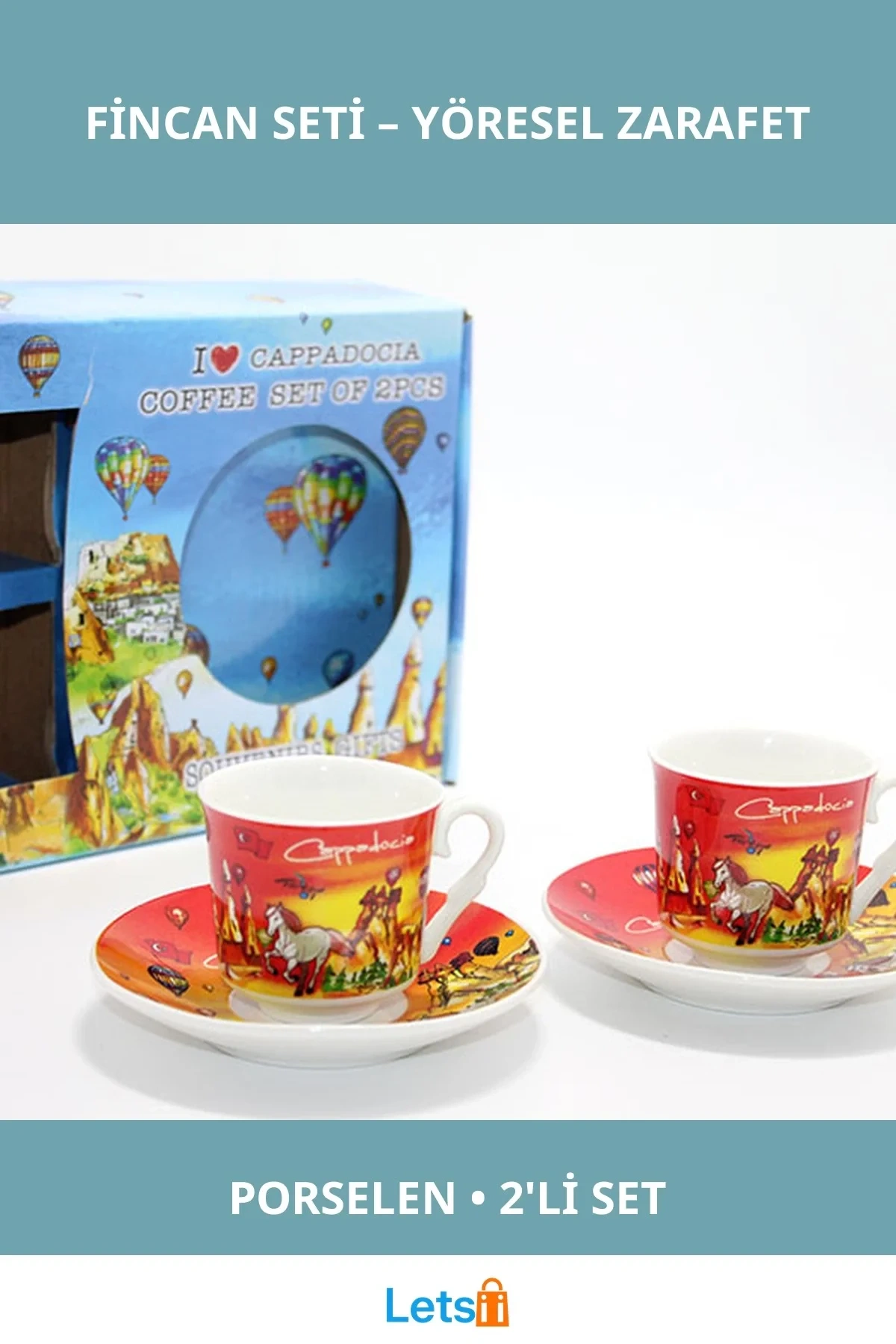 Yöresel Tasarımlı Porselen İkili Fincan Seti