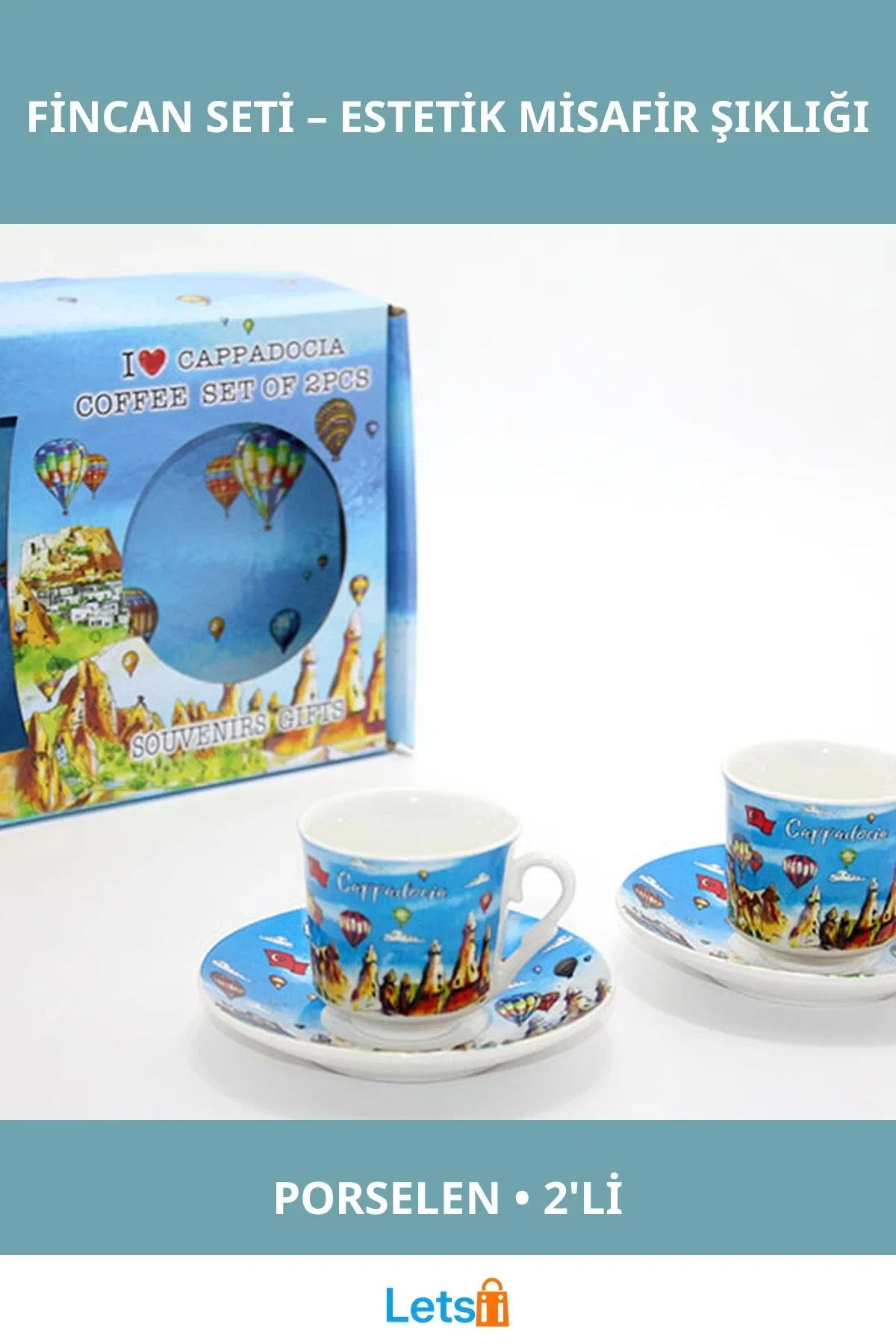 Yöresel Tasarımlı Porselen İkili Fincan Seti 2 Adet