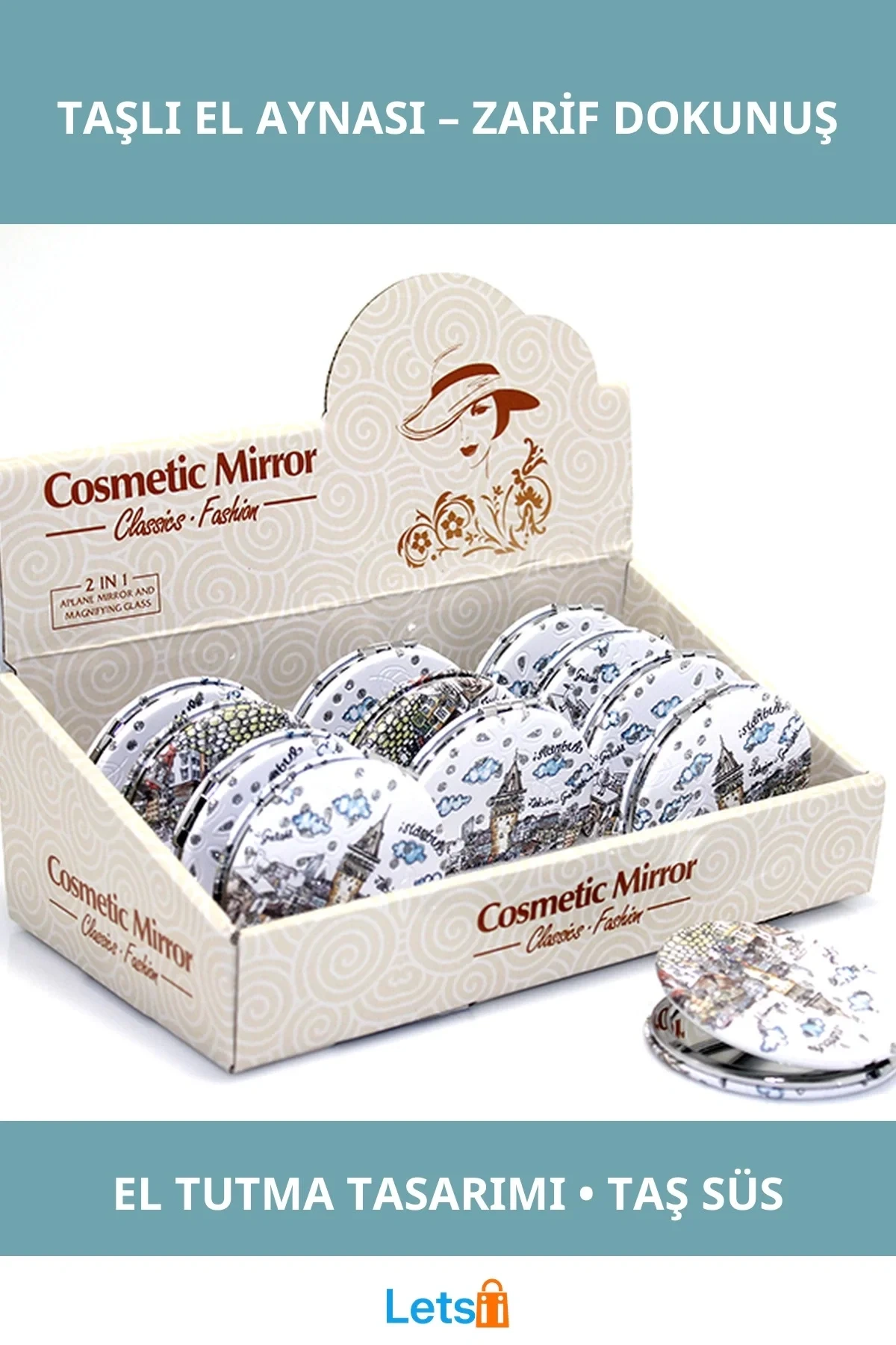 Yöresel Taşlı Zarif El Aynası
