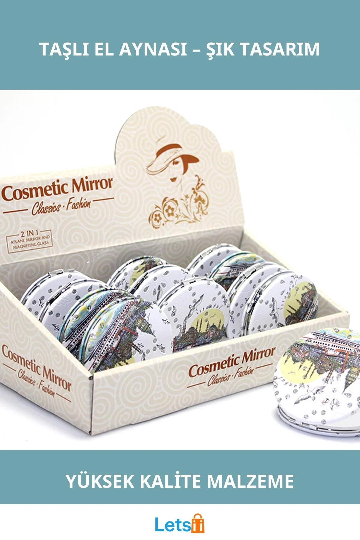 Yöresel Taşlı Zarif El Aynası