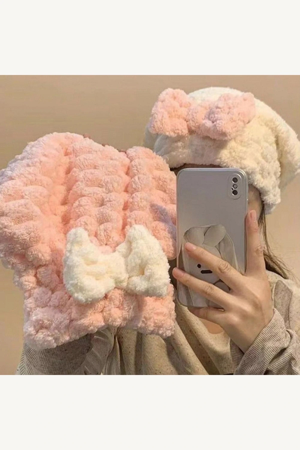 Yüksek Emici Hızlı Kurutma Saç Kırılmasını Önleyen Yumuşak Örgü Mikrofiber Bone Havlu