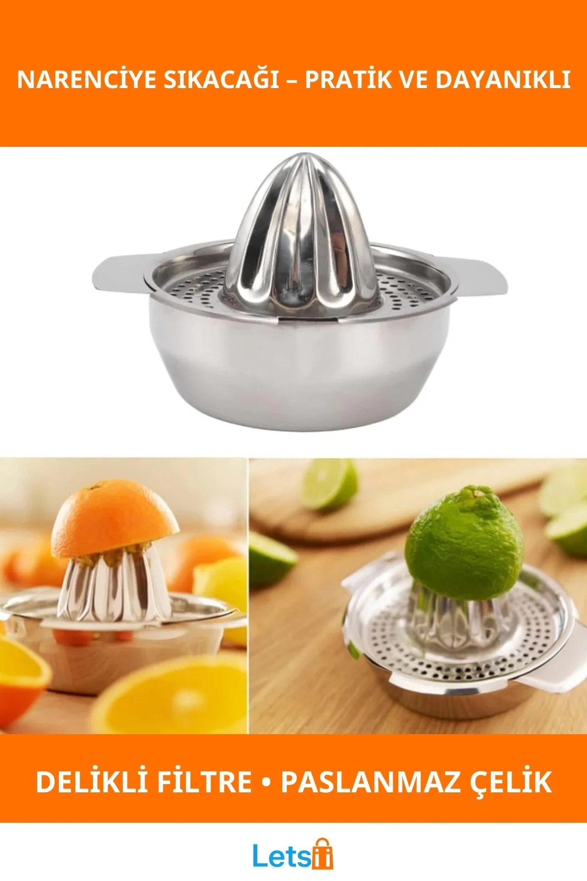 Yüksek Kaliteli Paslanmaz Çelik Ergonomik Limon ve Nar Sıkacağı