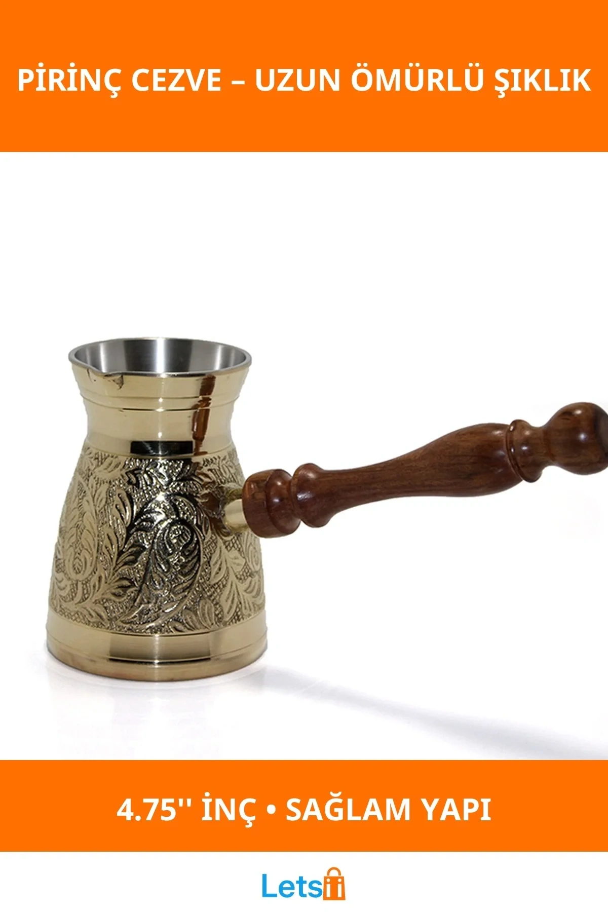 Yüksek Kaliteli Pirinç Cezve 4.75 İnç Ergonomik Tasarım Kahve Pişirme Aracı