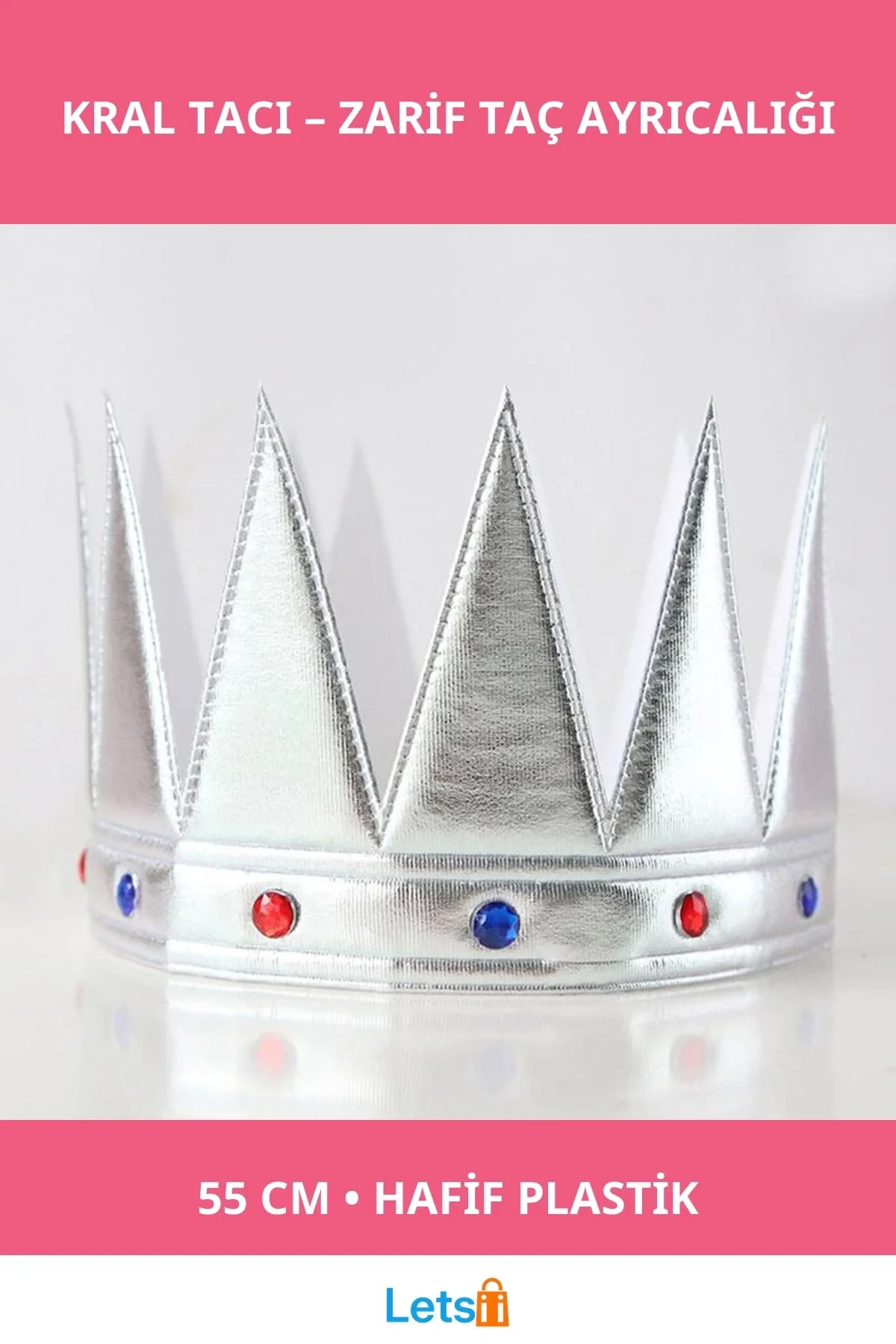 Yumuşak Gümüş Kral Tacı 55 cm Eğlenceli Aksesuar