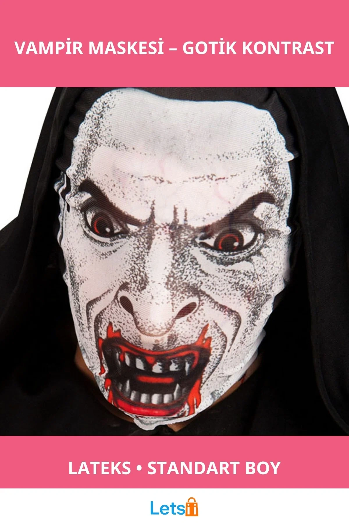 Yumuşak Lateks Kafaya Geçmeli Vampir Maskesi Cadılar Bayramı için