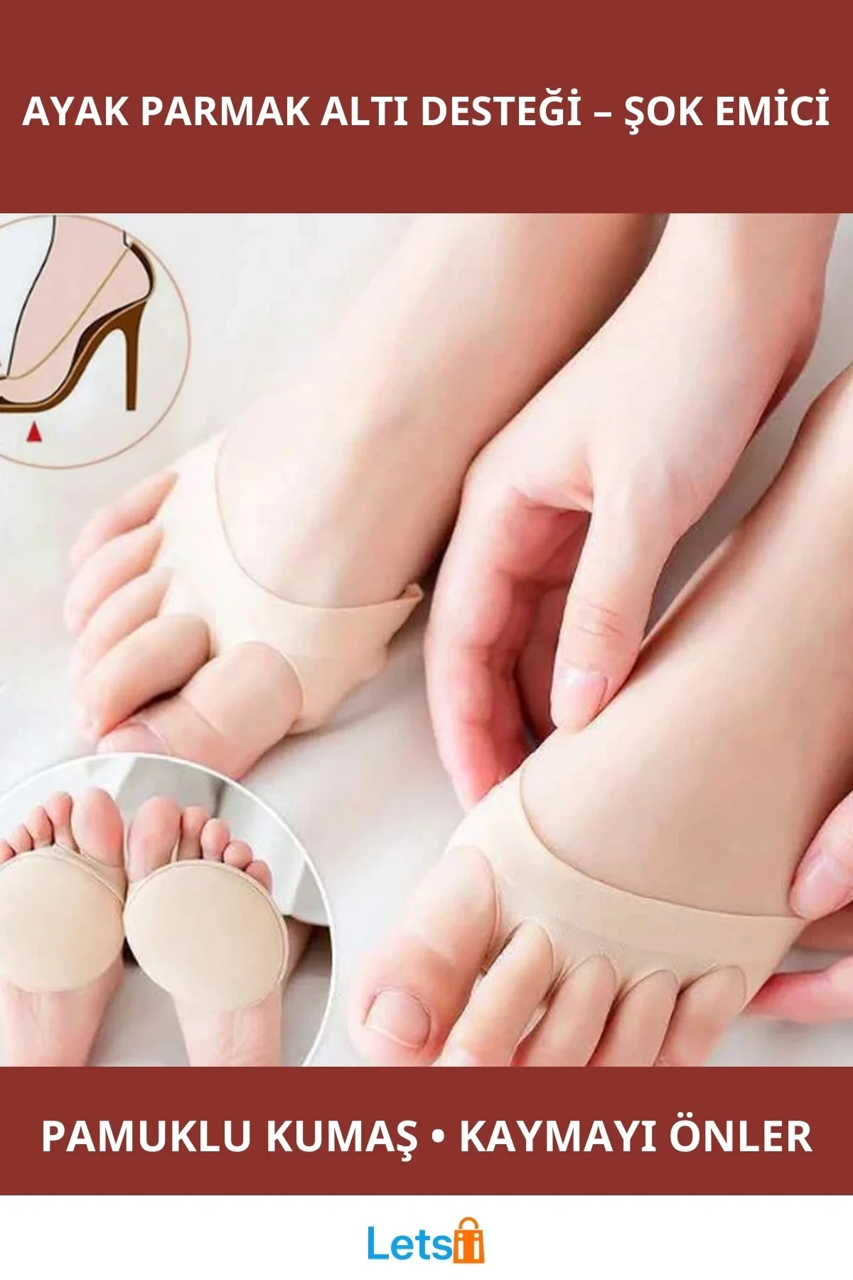 Yumuşak Pamuklu Ayak Parmak Altı Desteği 2 Adet Siyah Ten