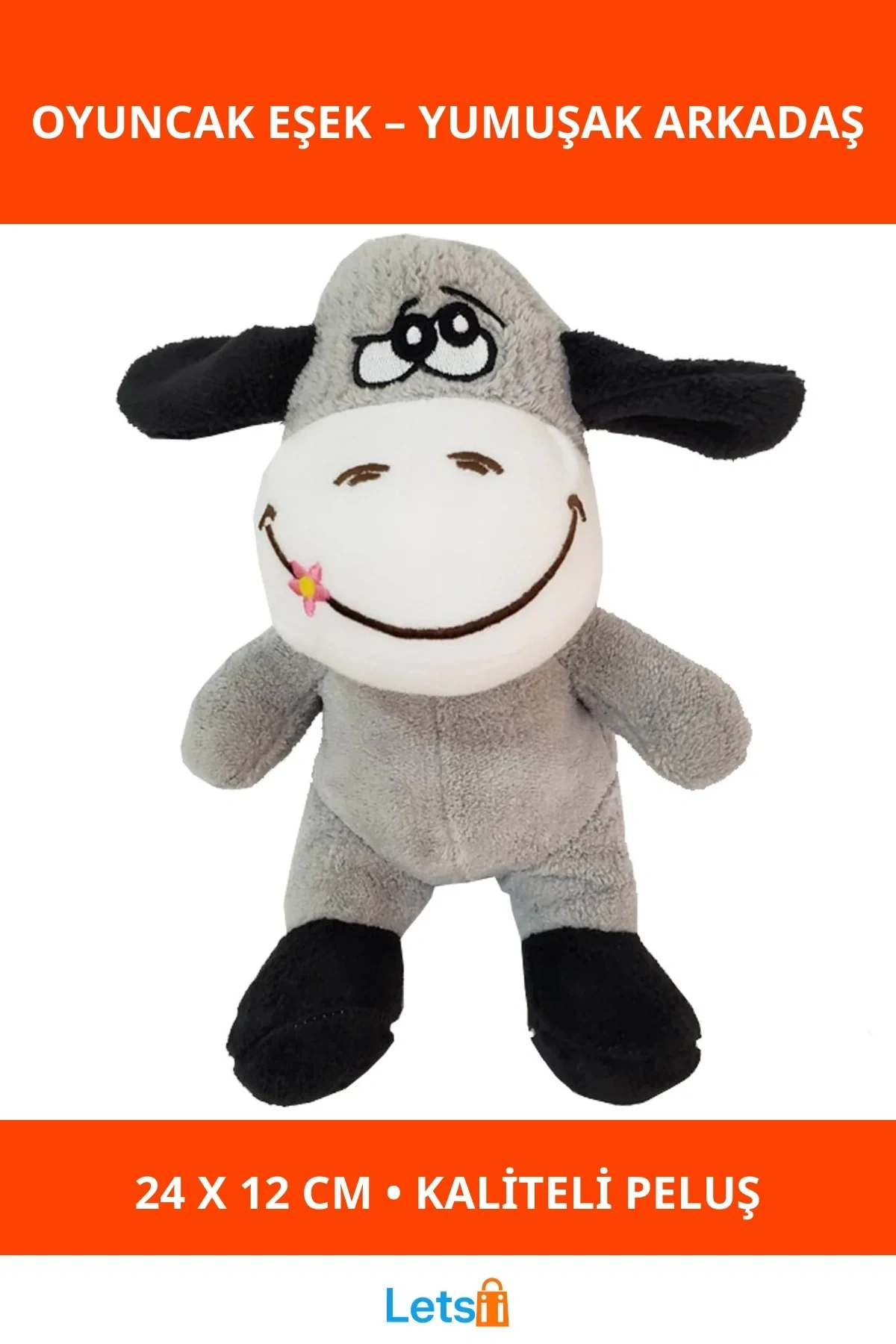 Yumuşak Peluş Sevimli Oyuncak Eşek 24x12 cm