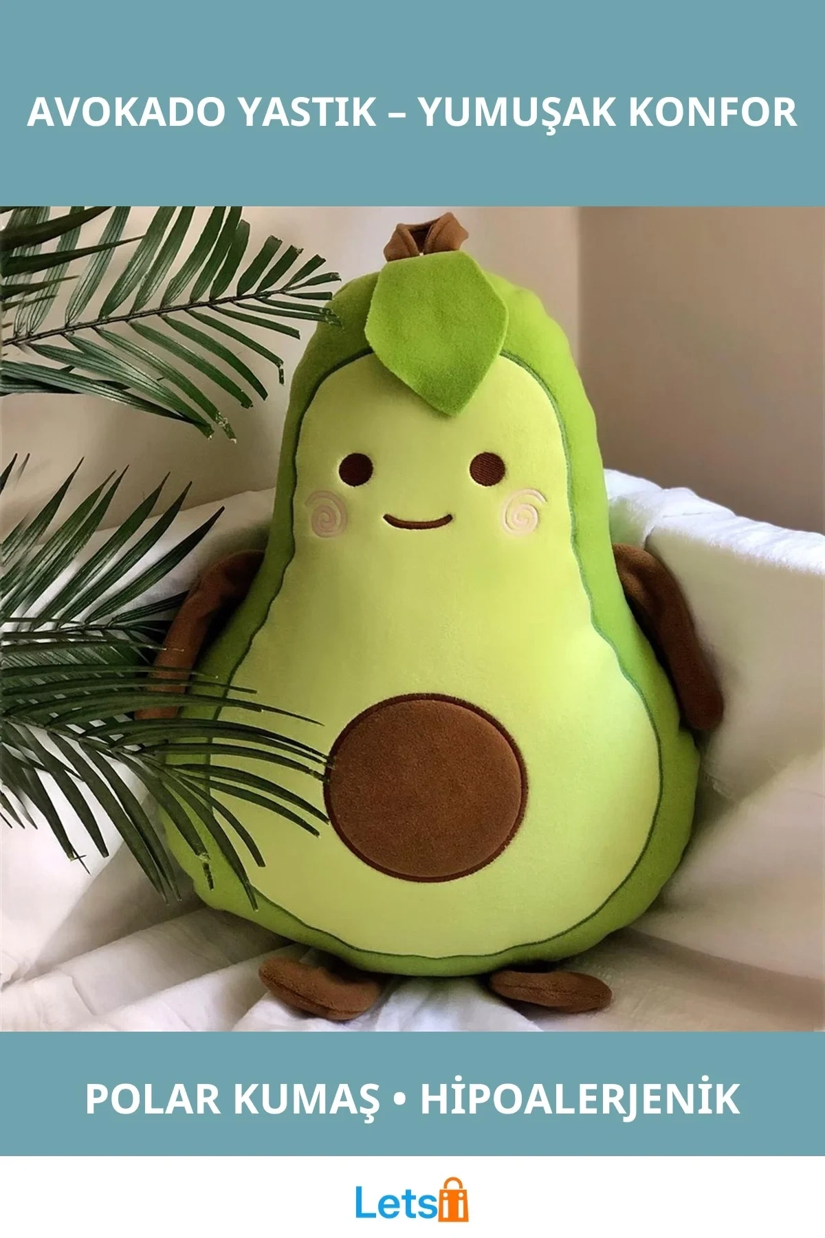 Yumuşak Polar Avokado Yastık 48 cm