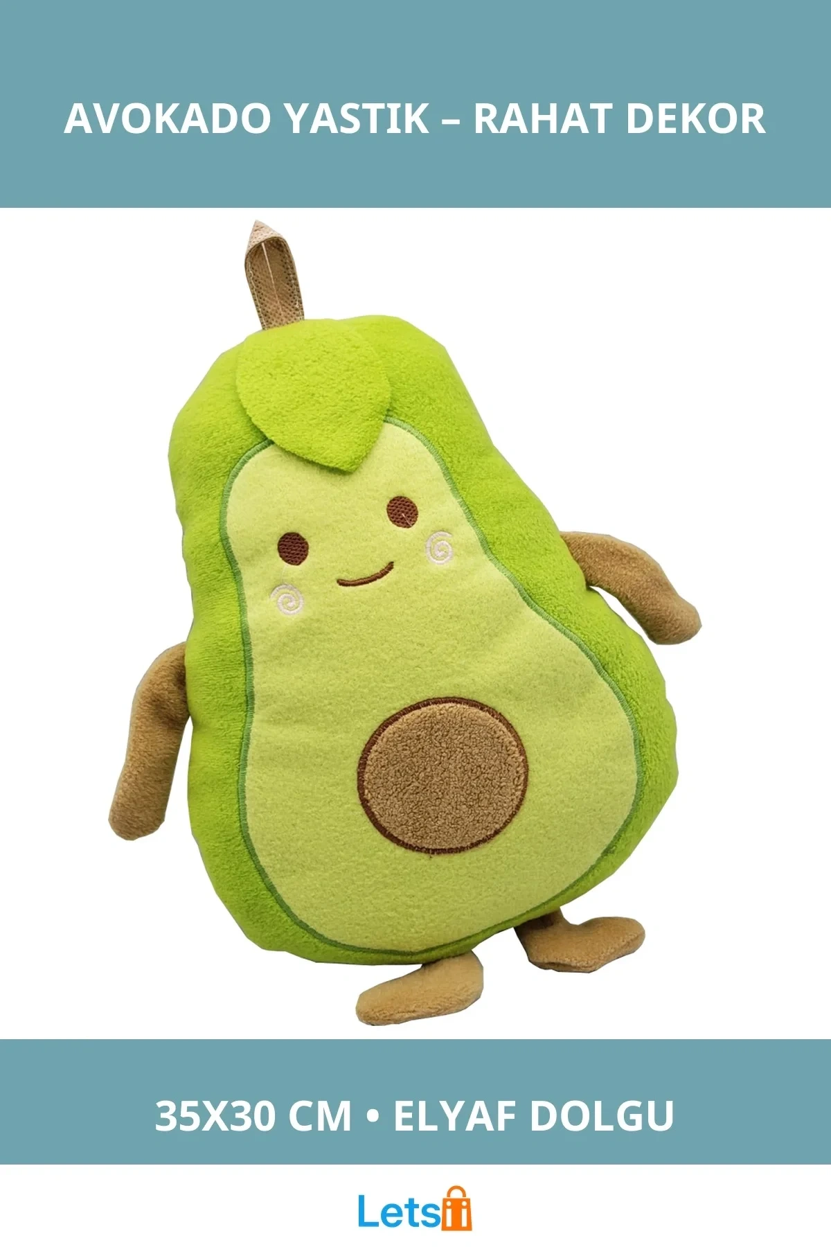 Yumuşak Polar Küçük Boy Avokado Yastık 35 cm x 30 cm