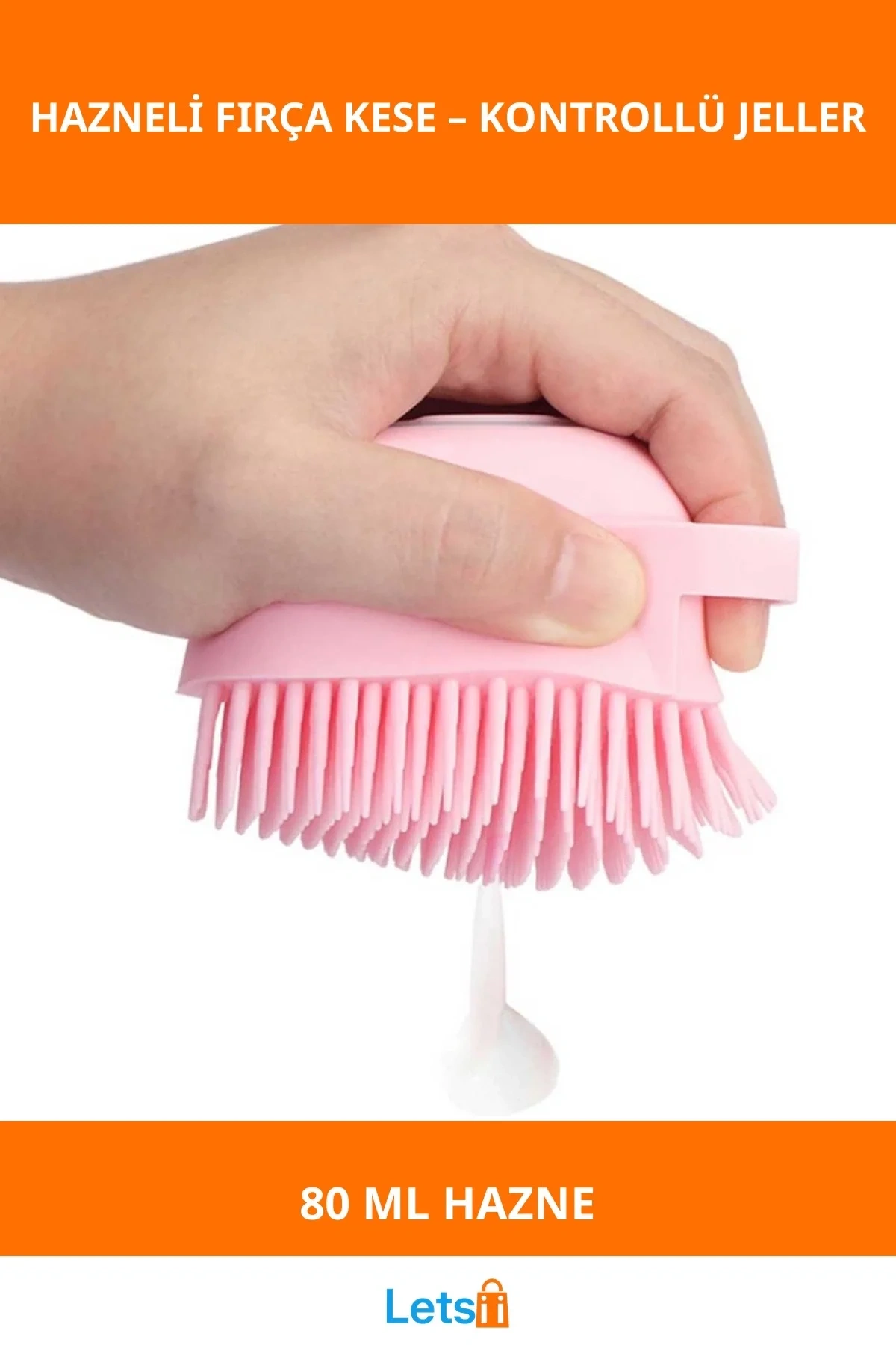 Yumuşak Silikon Çok Amaçlı Hazneli Fırça Kese Pembe Mavi