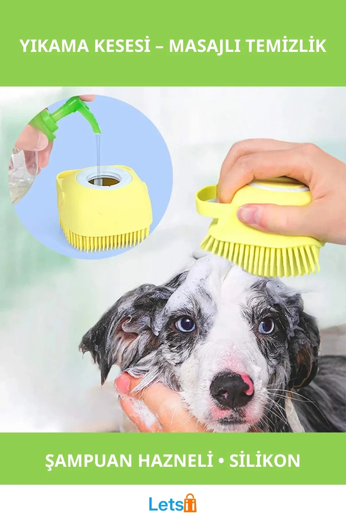 Yumuşak Silikon Şampuan Hazneli Kedi Köpek Yıkama Kesesi 80ml