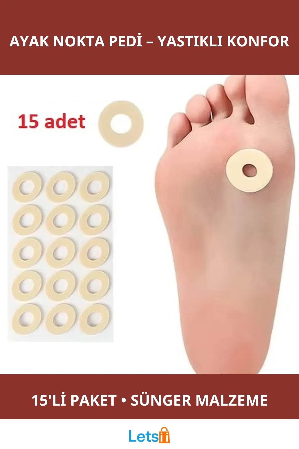 Yumuşak Süngerli Ayak Nokta Pedi 15li Paket Konfor Pedi