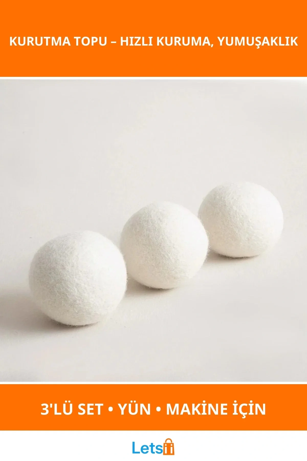 Yün Doğal Kurutma Topları 3lü Set