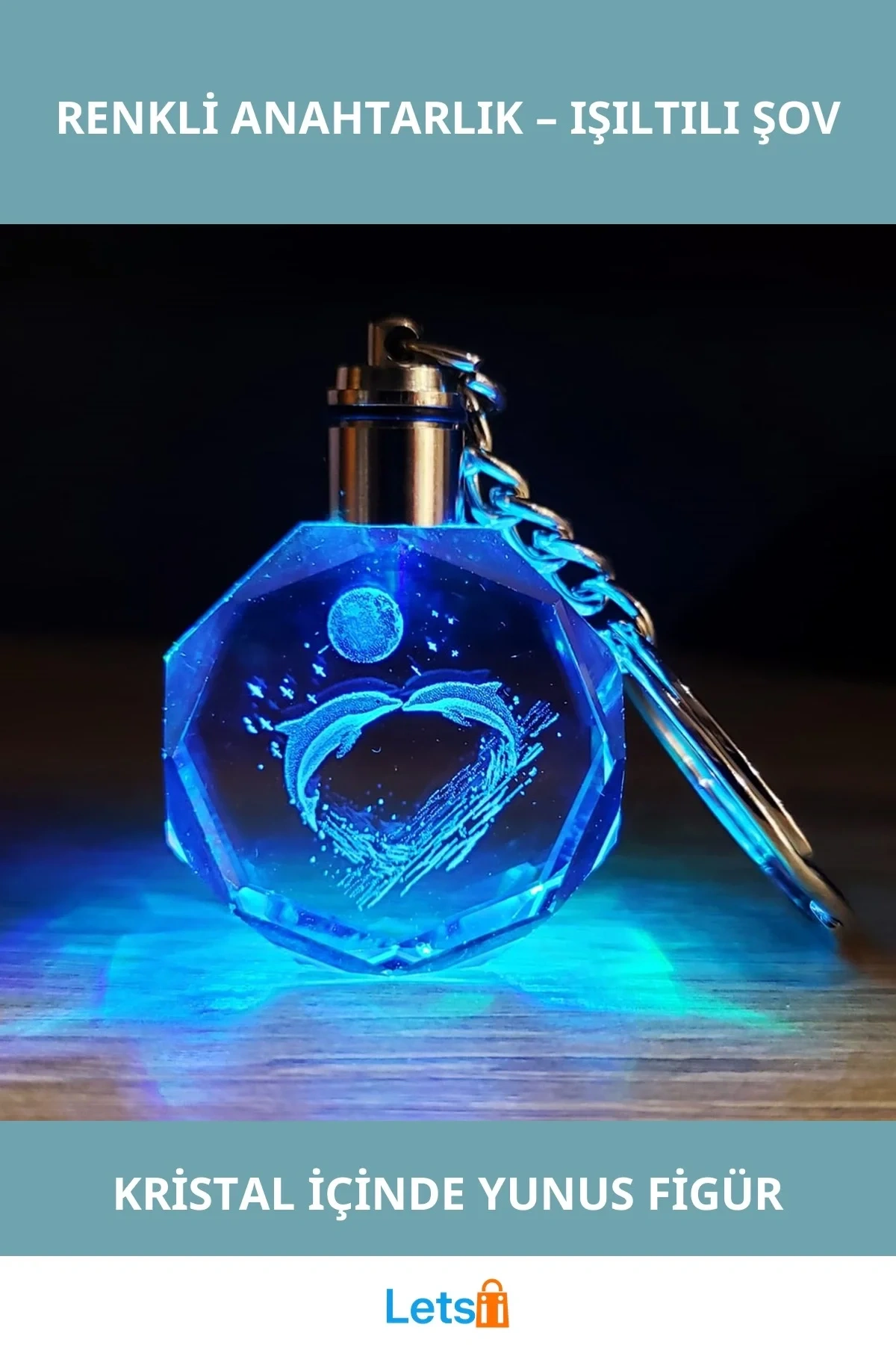 Yunus Balığı Motifli Renk Değiştiren Işıklı Anahtarlık 10cm