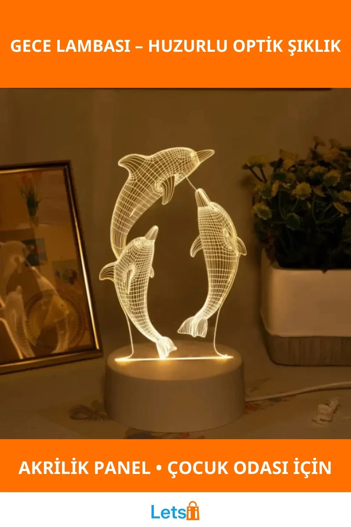 Yunus Tasarımlı 3D Gece Lambası USB Aydınlatma