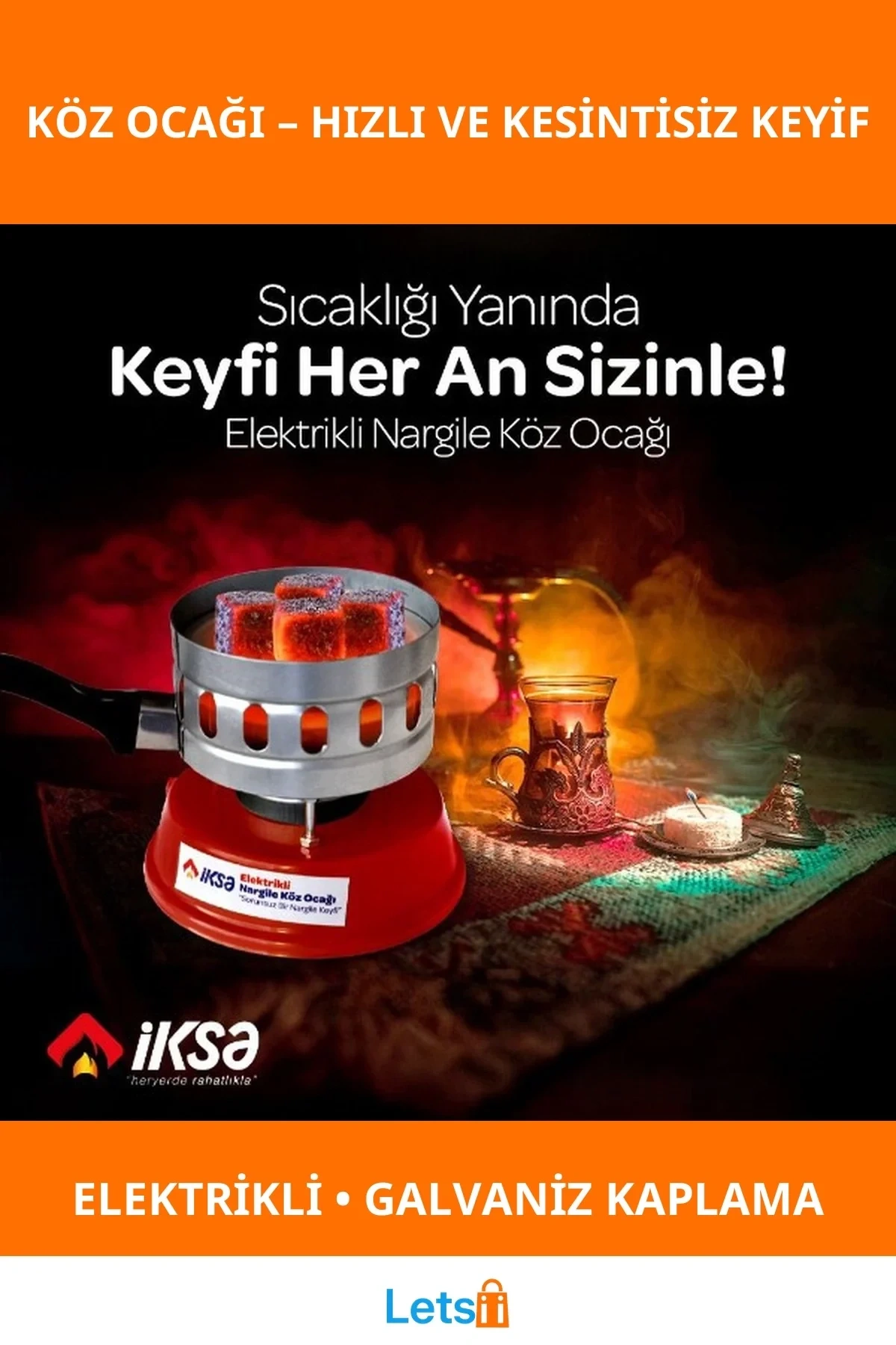 Yuvarlak Galvaniz Elektrikli Nargile Köz Ocağı Pratik ve Hızlı Köz Hazırlama