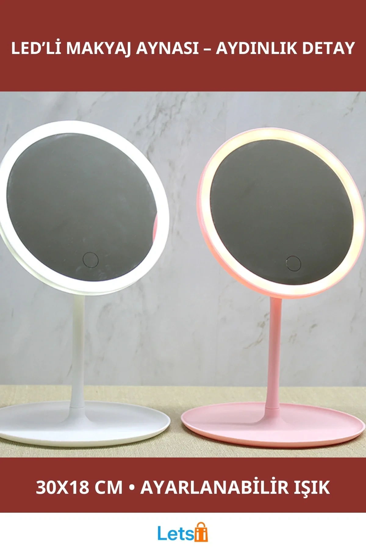 Yuvarlak Ledli Makyaj Aynası 30x18 cm Enerji Tasarruflu