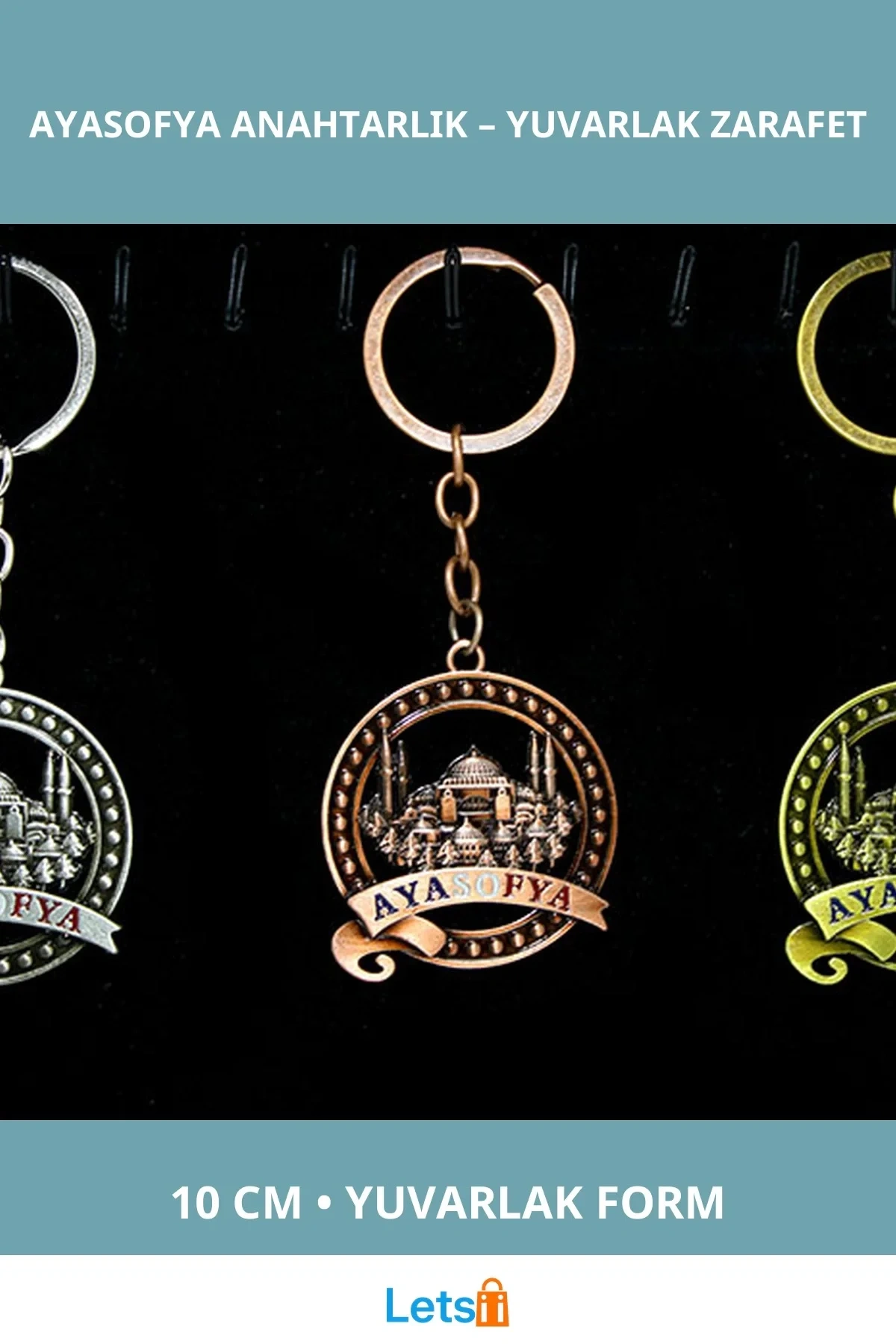 Yuvarlak Metal Ayasofya Anahtarlık Şık Tasarım 10 cm