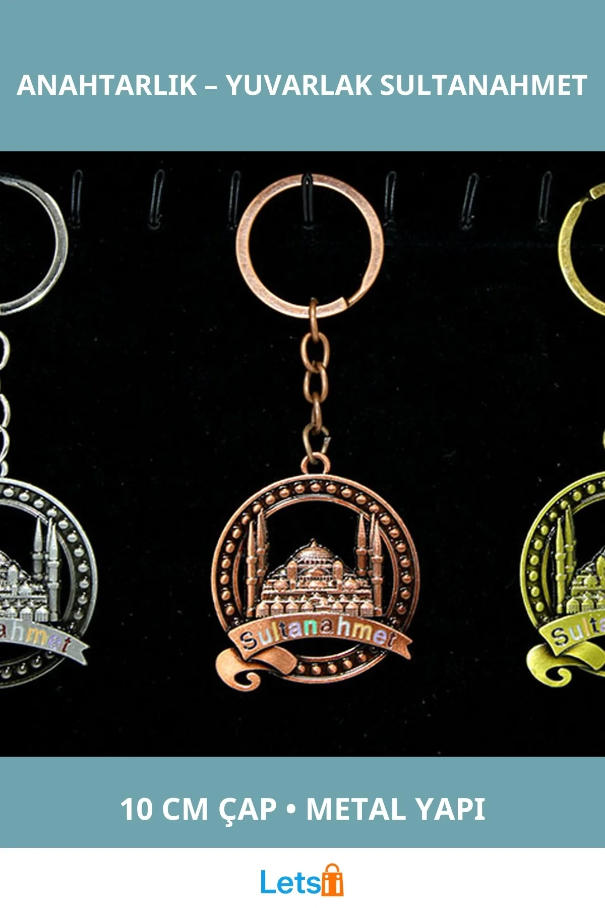 Yuvarlak Metal Sultanahmet Anahtarlık 10 cm Dekoratif Hediye
