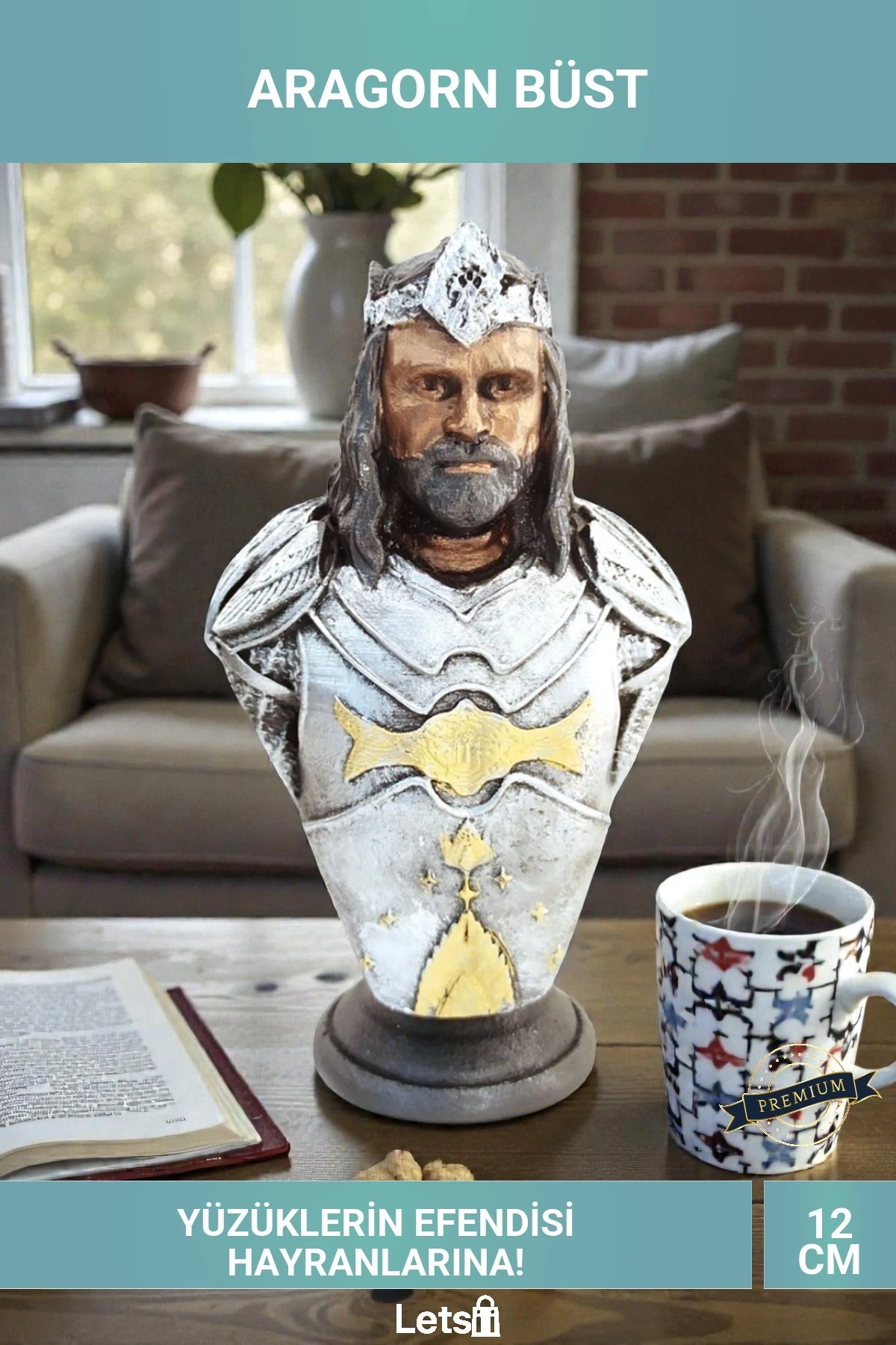 Yüzüklerin Efendisi Aragorn 12cm Polyester Büst Heykel