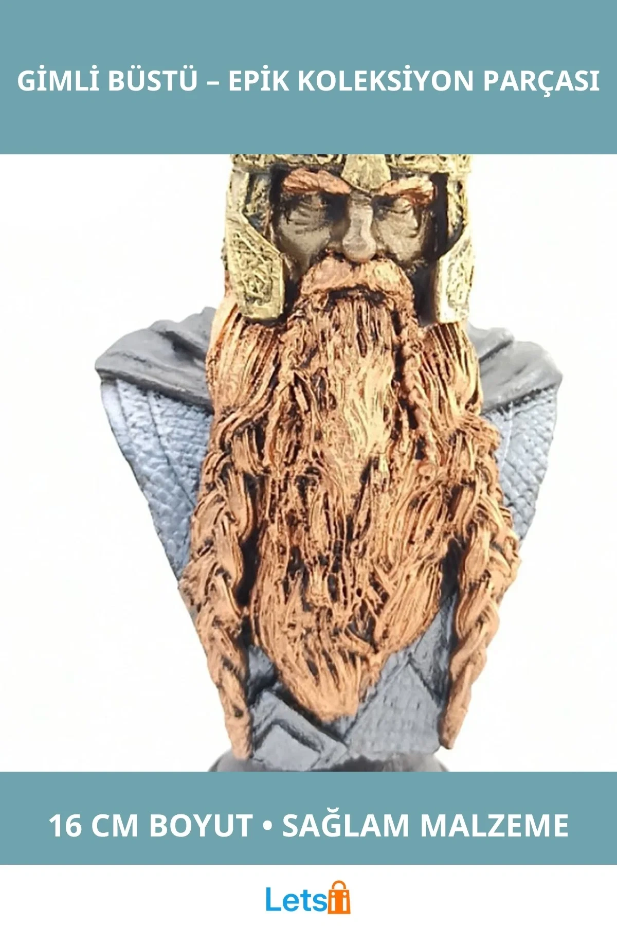 Yüzüklerin Efendisi Gimli Büstü Büyük Boy 16 cm Polyester Figürü